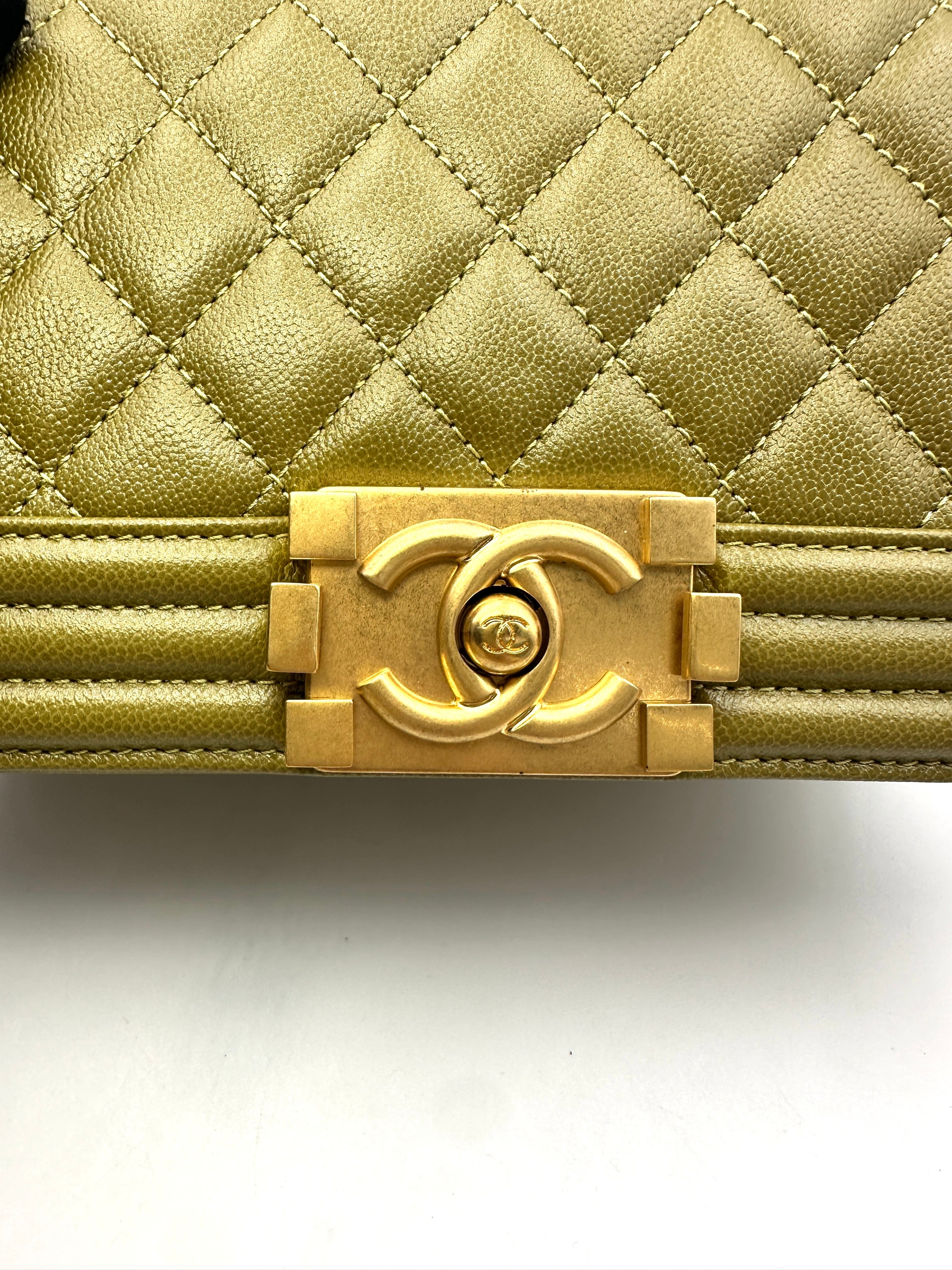 Chanel LeBoy Lime Green Quilted Leather Small Size Flap Bag With Gold Buckle(GL***4C) CC1616