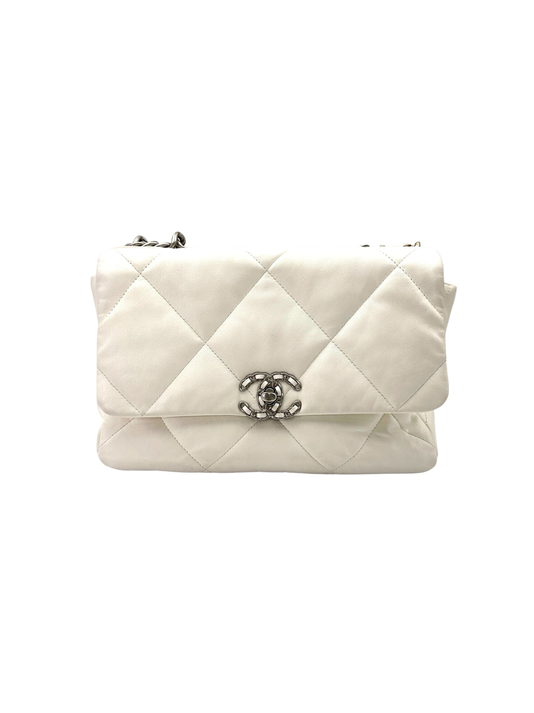 Chanel 19 White Quilted Leather Chain Shoulder Bag(U0***UA) CC1620