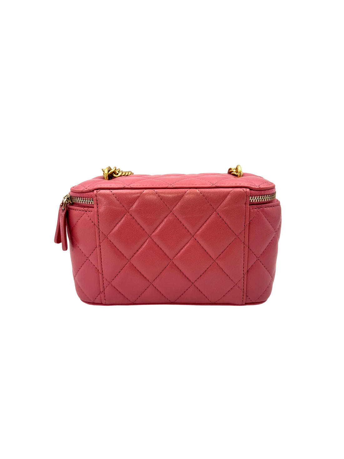 Chanel Pink Quilted Lambskin Vanity Case With Gold Hardware CC1617