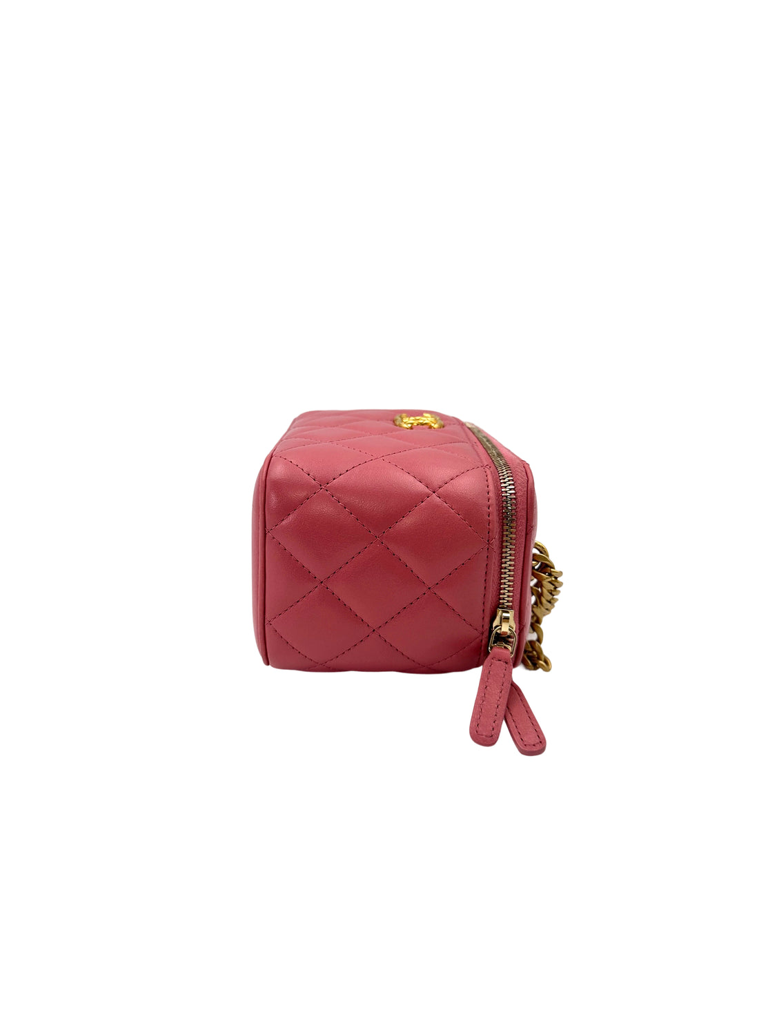 Chanel Pink Quilted Lambskin Vanity Case With Gold Hardware CC1617