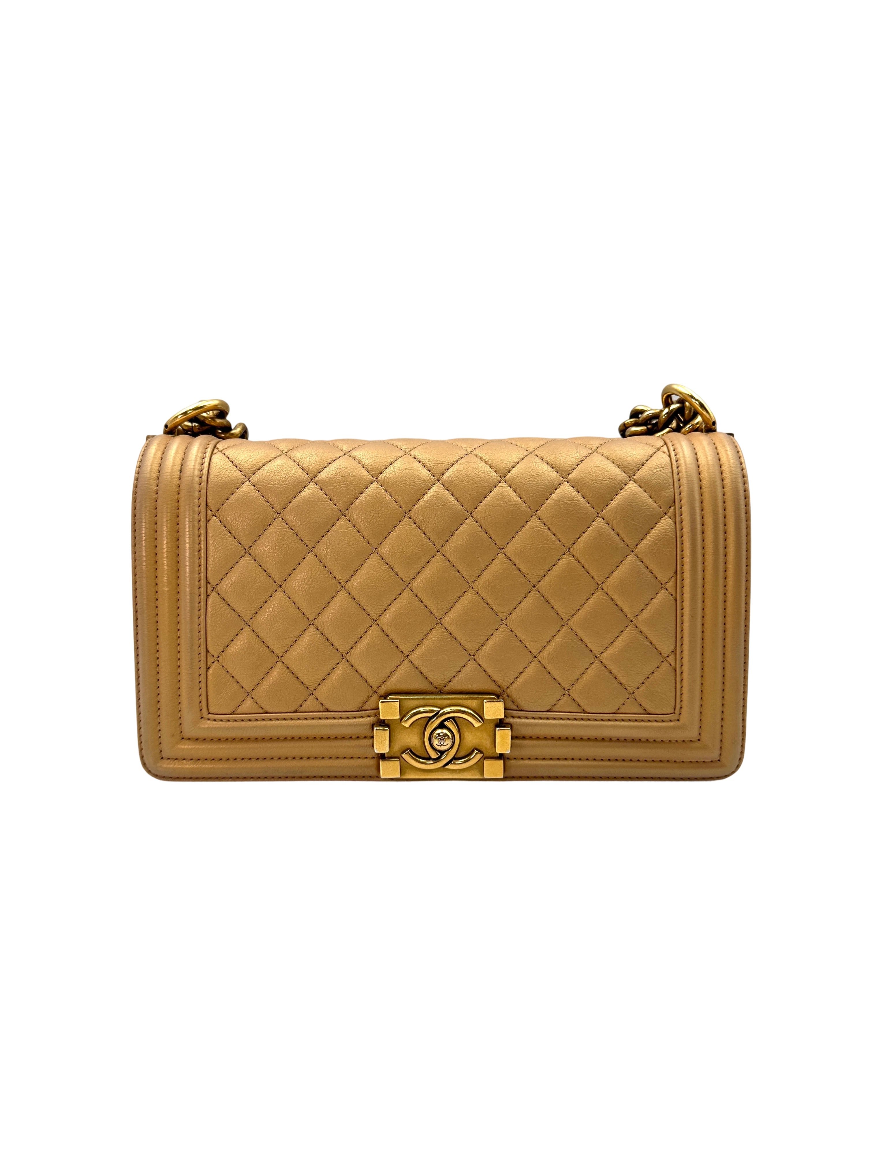 Chanel LeBoy Gold Quilted Leather Flap Bag With Gold Buckle(20***54) CC1618