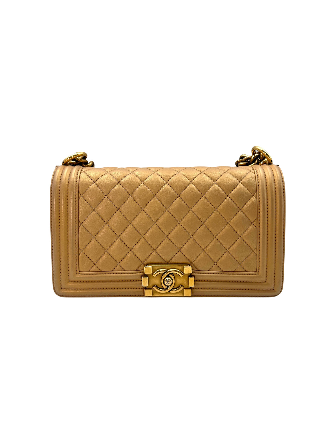 Chanel LeBoy Gold Quilted Leather Flap Bag With Gold Buckle(20***54) CC1618