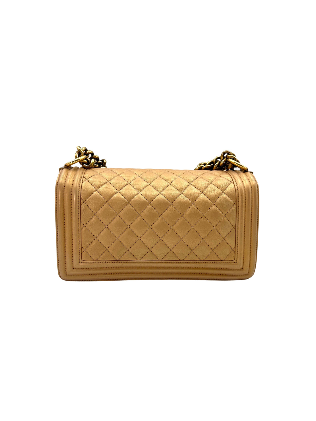 Chanel LeBoy Gold Quilted Leather Flap Bag With Gold Buckle(20***54) CC1618