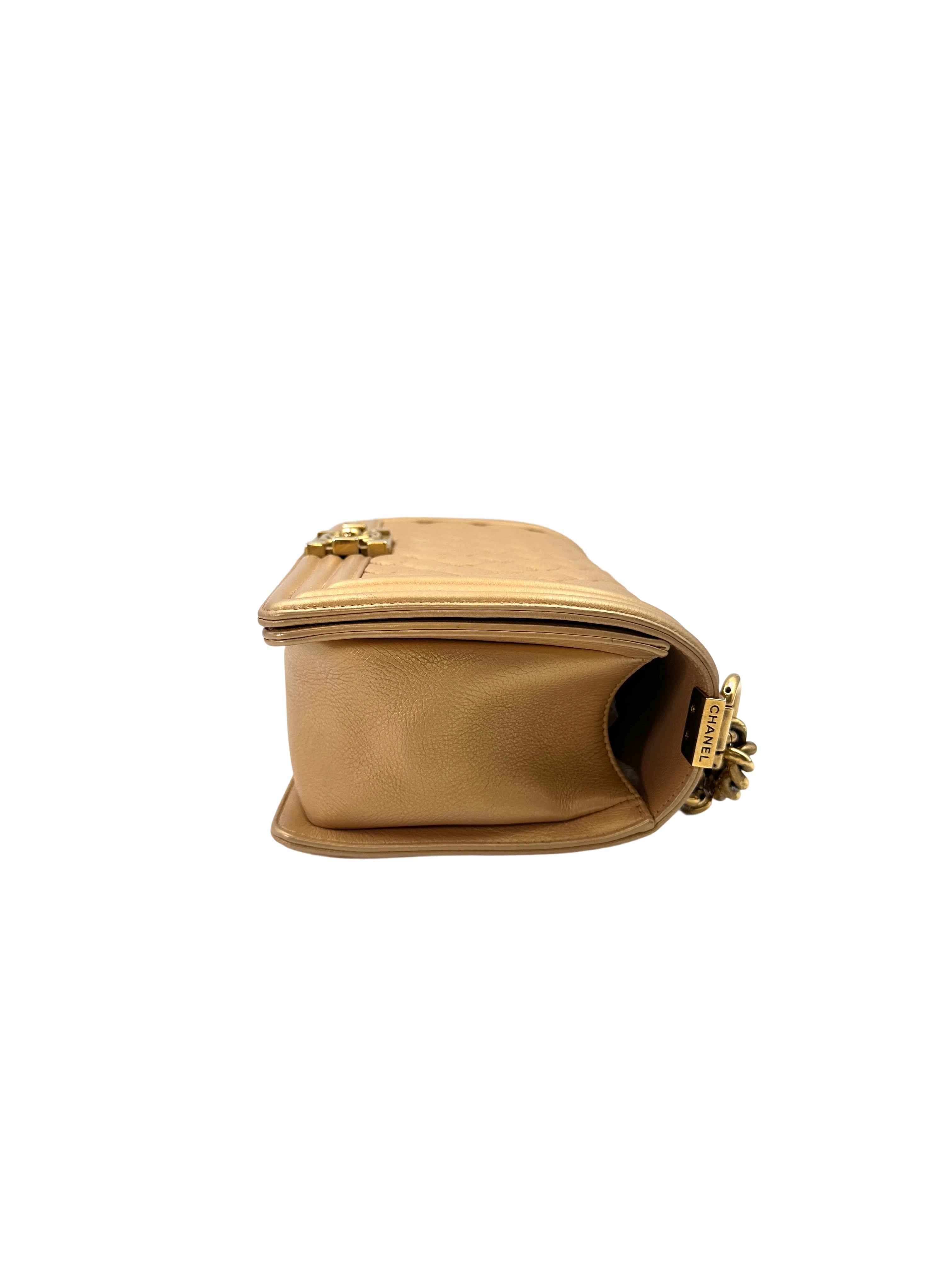 Chanel LeBoy Gold Quilted Leather Flap Bag With Gold Buckle(20***54) CC1618