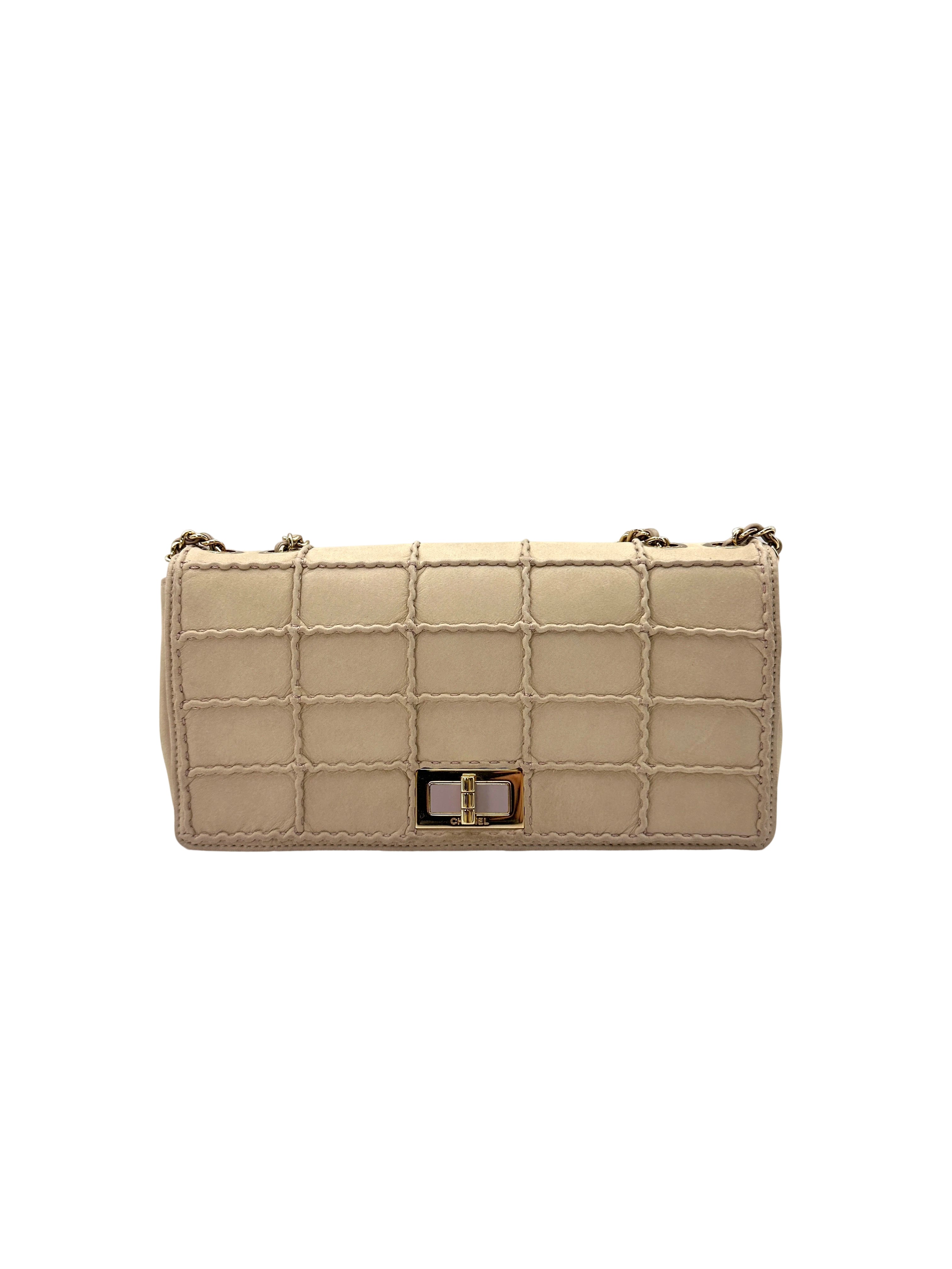 Chanel 2.55 Chocolate Bar Beige Quilted Leather Flap Bag(22***94) IRIS090