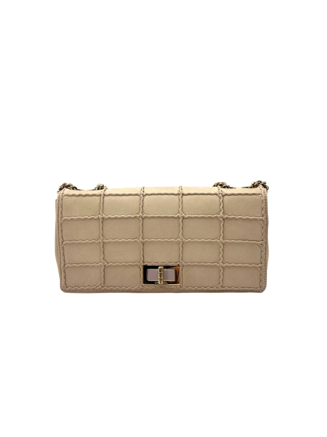 Chanel 2.55 Chocolate Bar Beige Quilted Leather Flap Bag(22***94) IRIS090