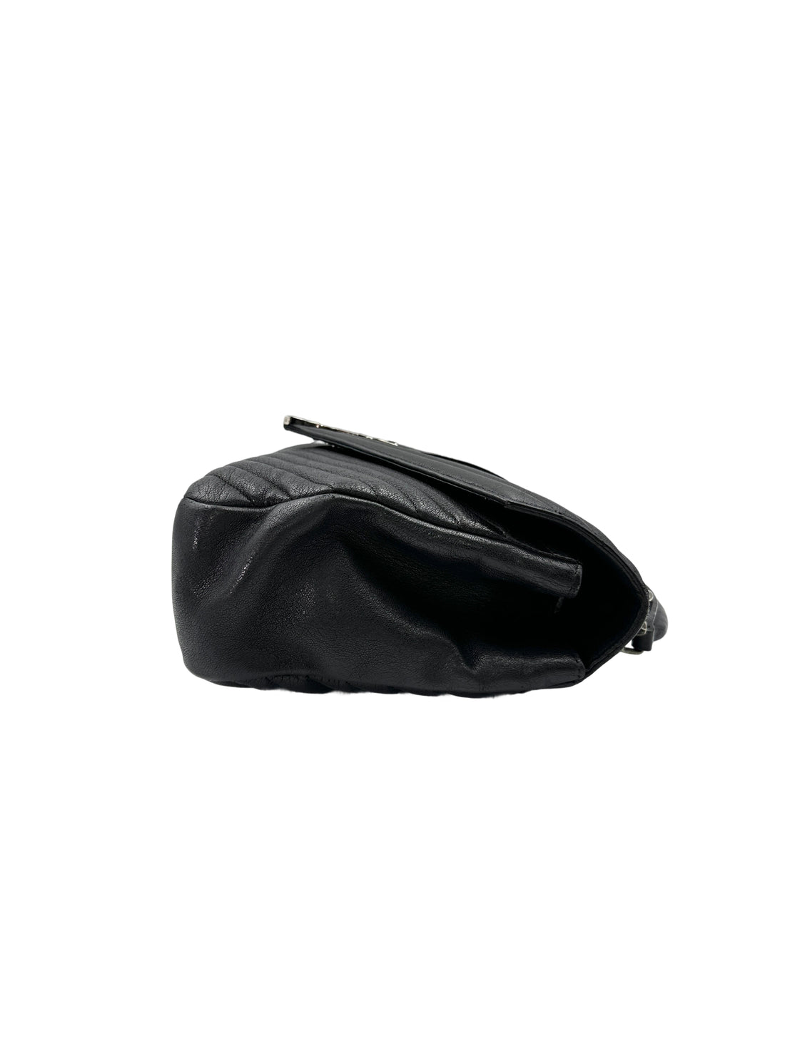 Saint Laurent College Black Chevron Quilted Leather Large Size Flap Bag SL179