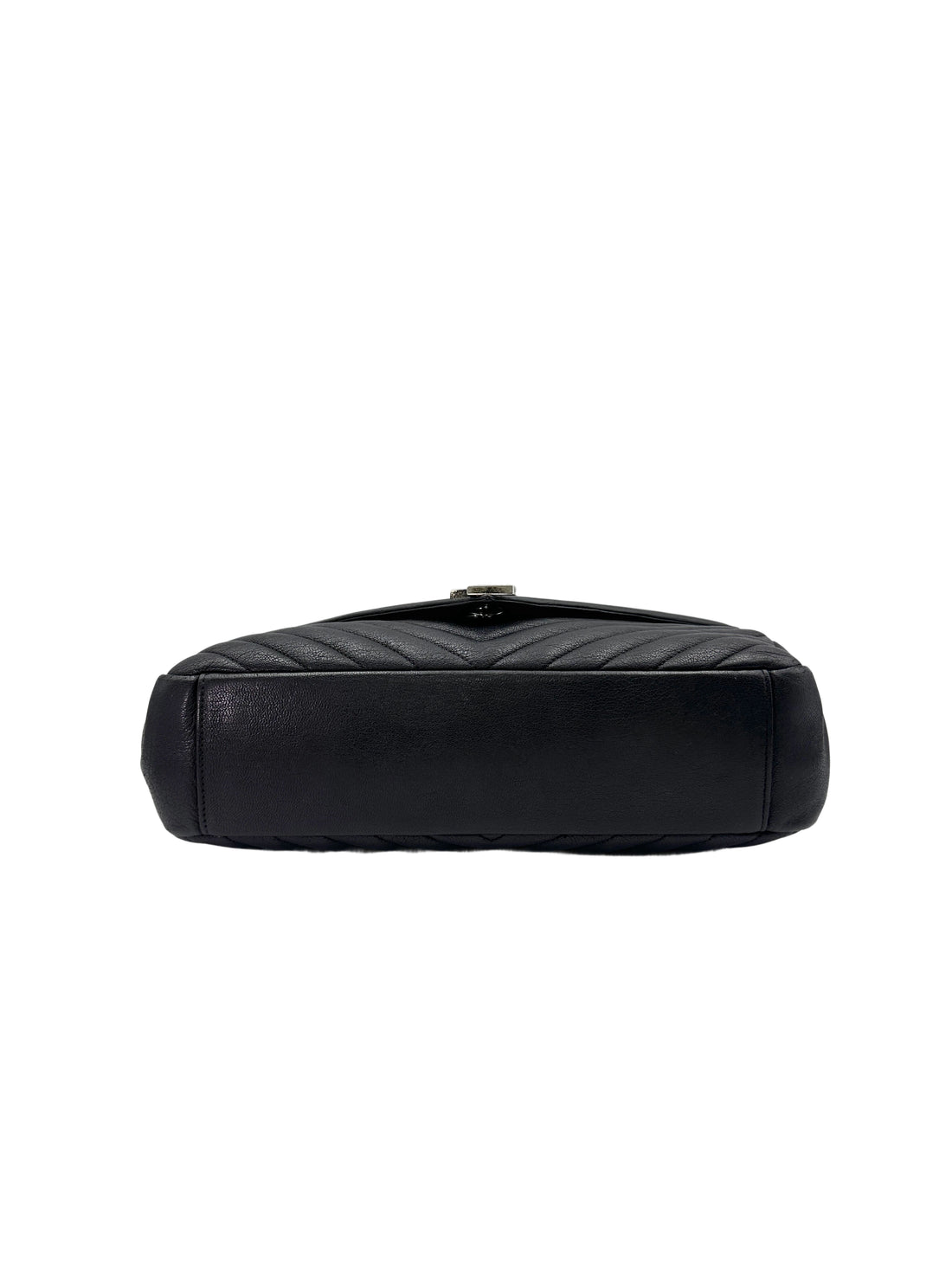 Saint Laurent College Black Chevron Quilted Leather Large Size Flap Bag SL179