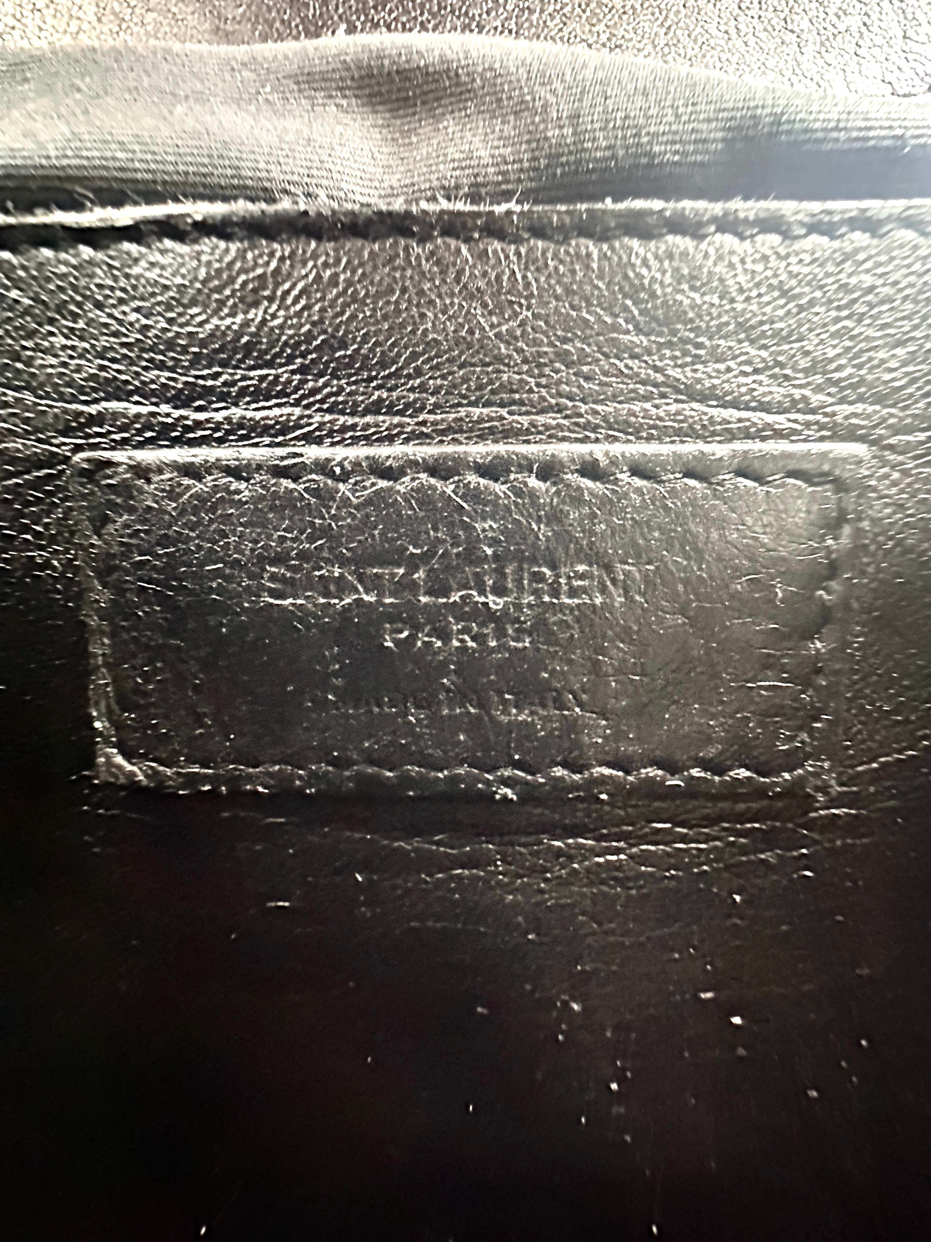 Saint Laurent College Black Chevron Quilted Leather Large Size Flap Bag SL179