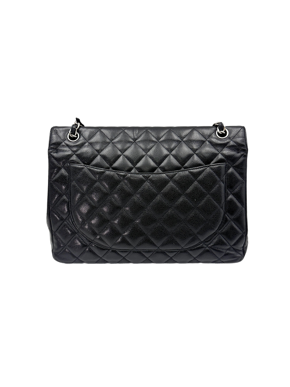 Chanel Classic Flap Black Quilted Calfskin Jumbo Shoulder Bag With Silver Buckle(15***65) CC1625