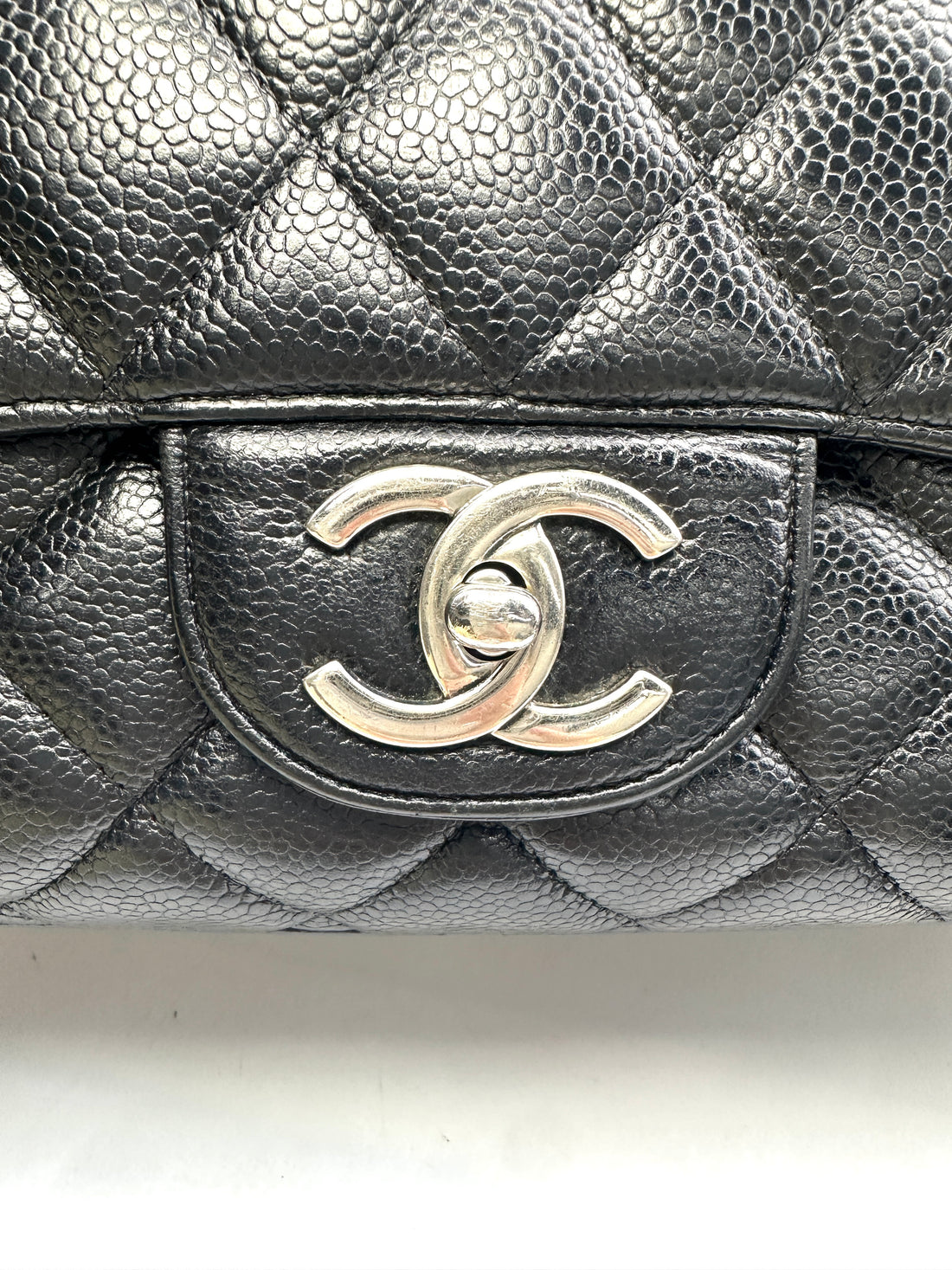 Chanel Classic Flap Black Quilted Calfskin Jumbo Shoulder Bag With Silver Buckle(15***65) CC1625