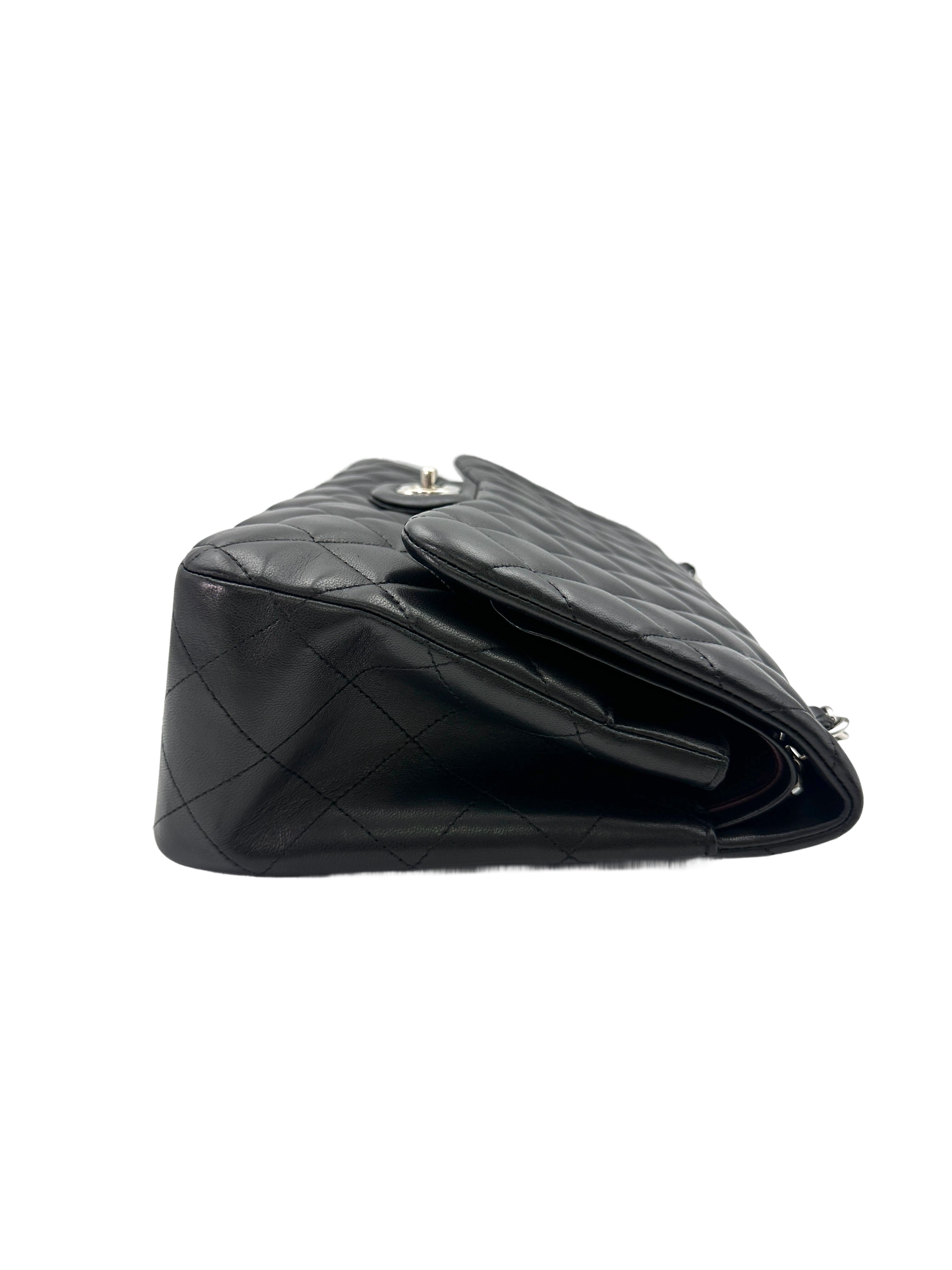 Chanel Classic Flap Black Quilted Leather Shoulder Bag With Silver Buckle(17***12) CC1623