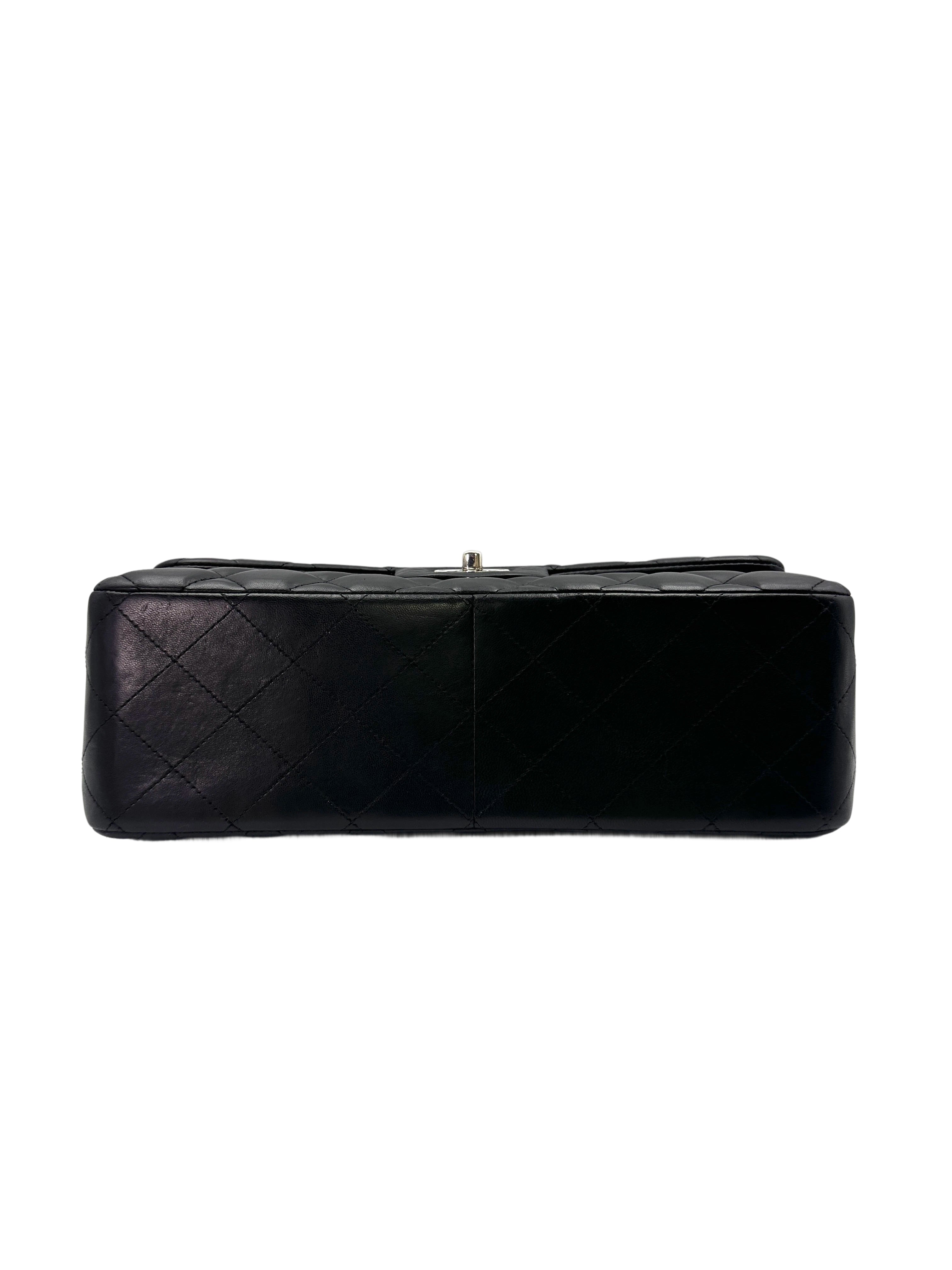 Chanel Classic Flap Black Quilted Leather Shoulder Bag With Silver Buckle(17***12) CC1623