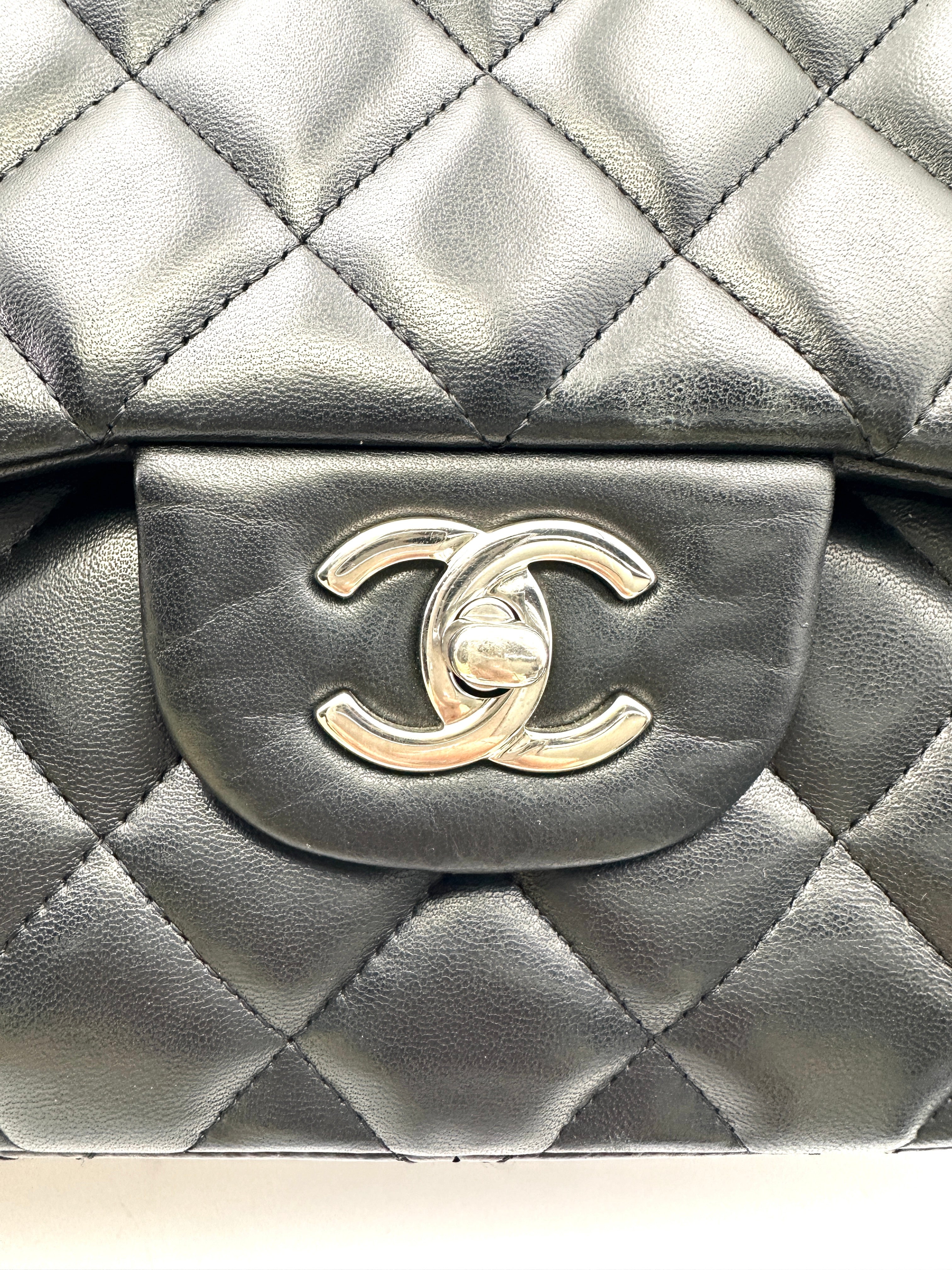Chanel Classic Flap Black Quilted Leather Shoulder Bag With Silver Buckle(17***12) CC1623