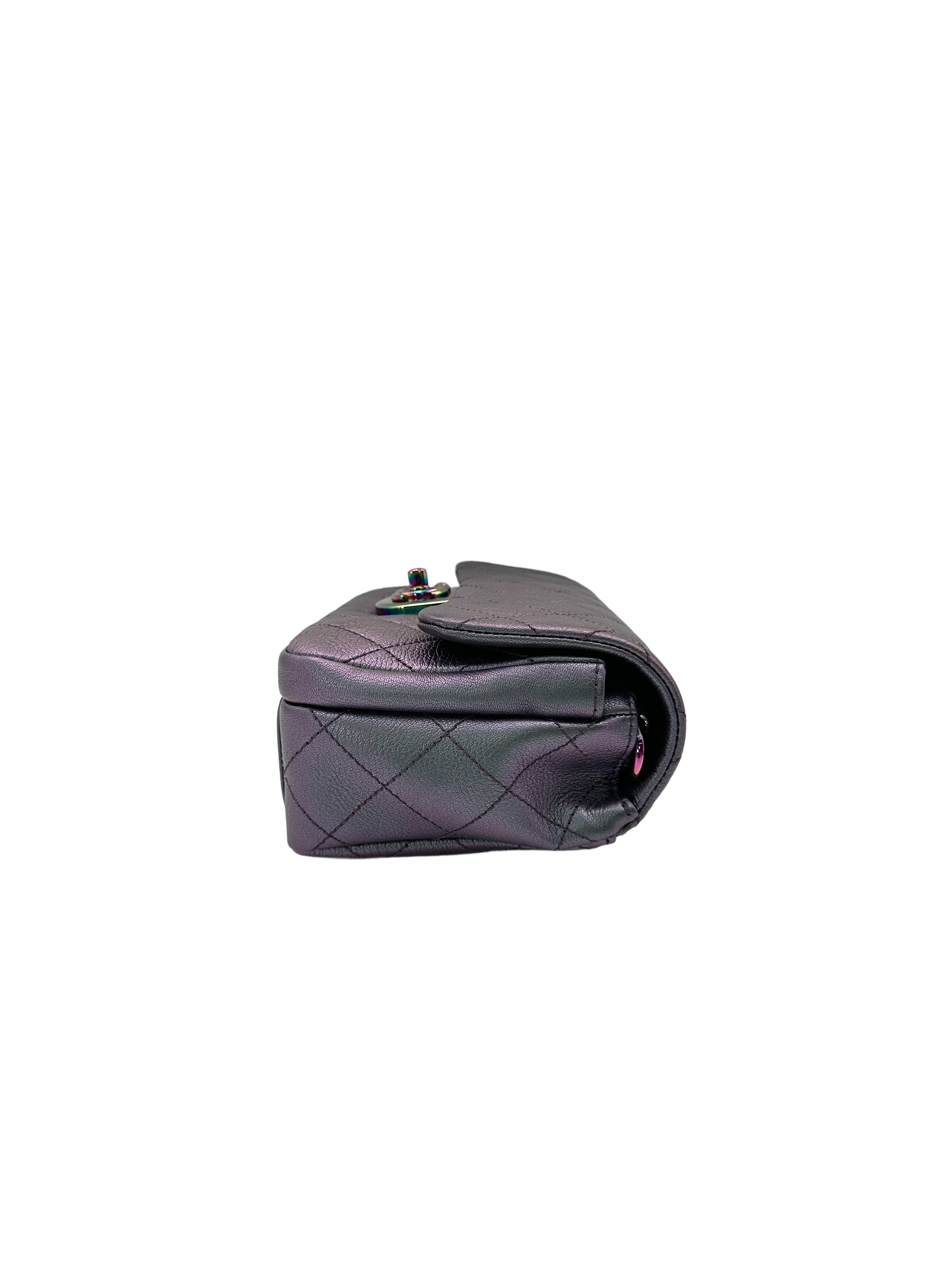 Chanel Iridescent Purple Quilted Leather Flap Bag With Rainbow Hardware(21***71) IRIS098