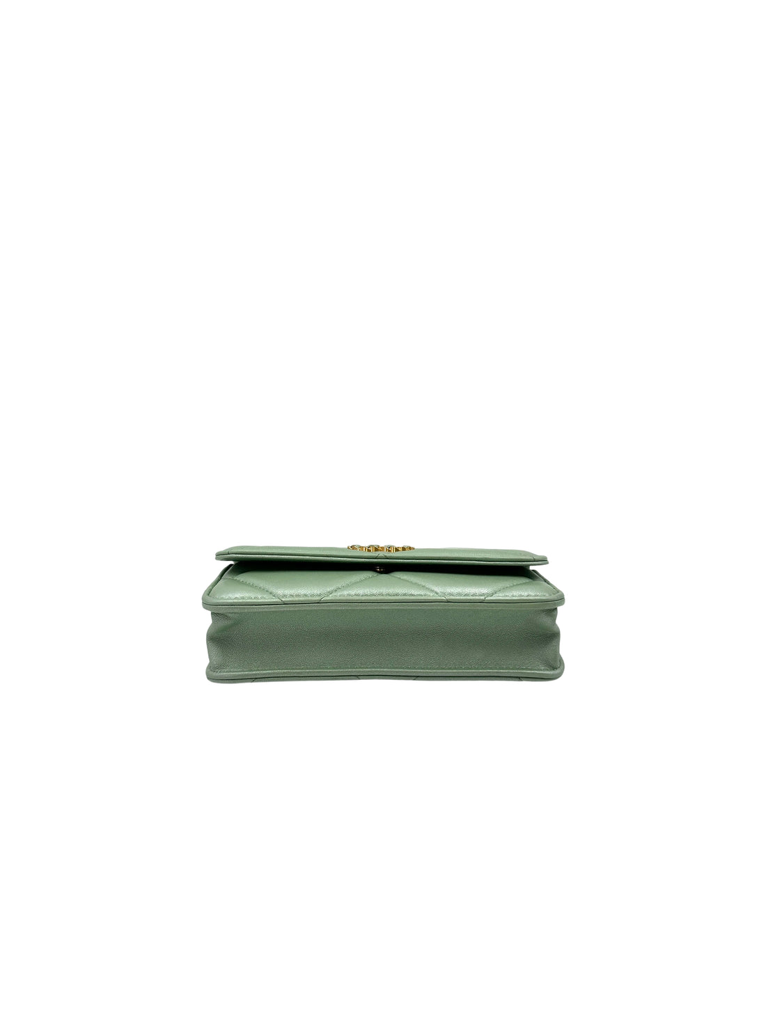 Chanel 19 Mint Green Qulited Leather Wallet On Chain With Gold Buckle(U6***H2) IRIS083