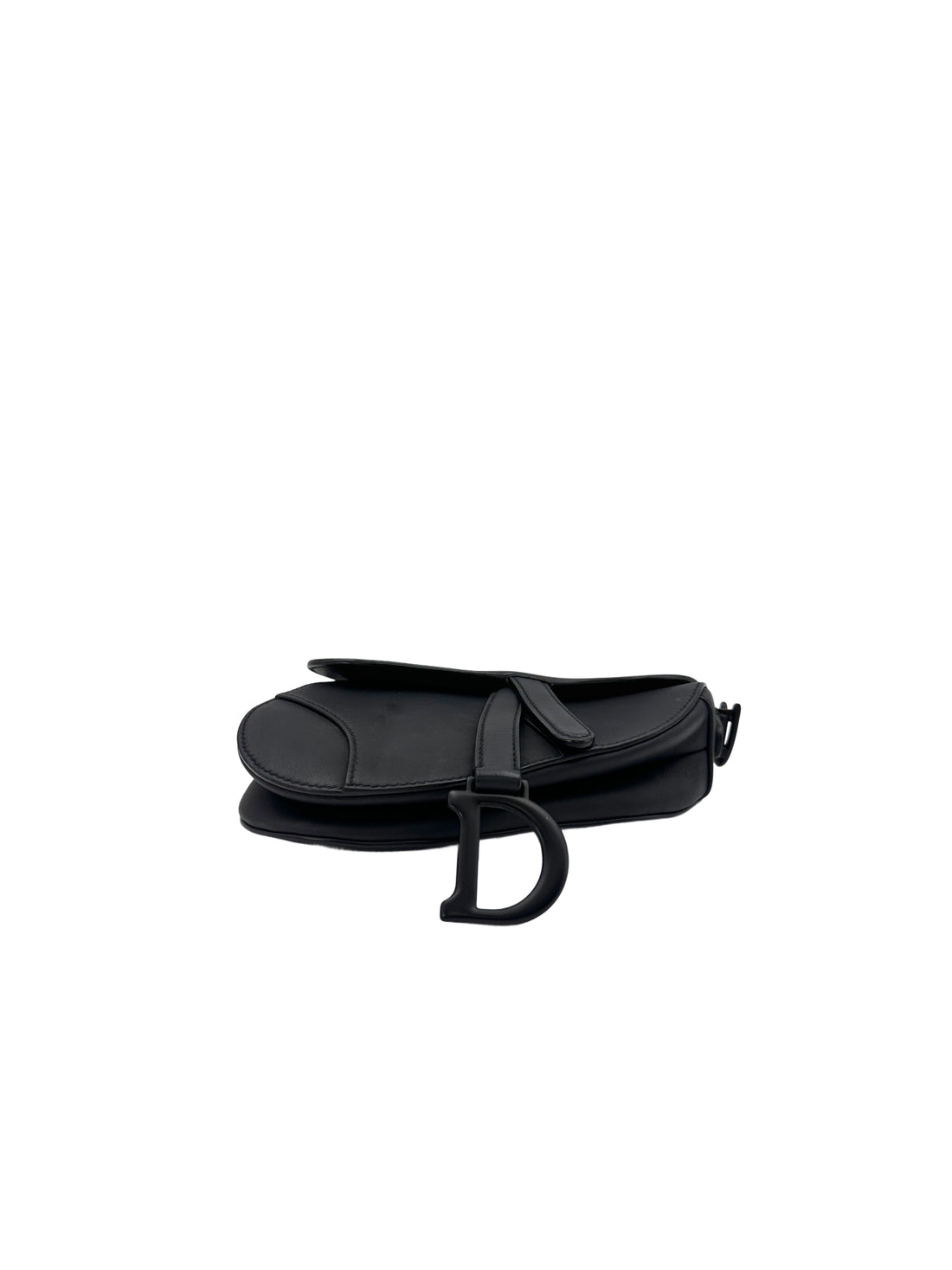 Christian Dior Ultra Matte Black Leather Small Size Saddle Bag DR606