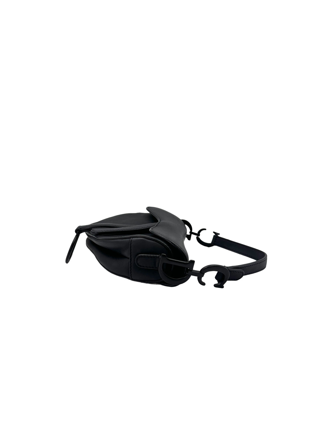 Christian Dior Ultra Matte Black Leather Small Size Saddle Bag DR606