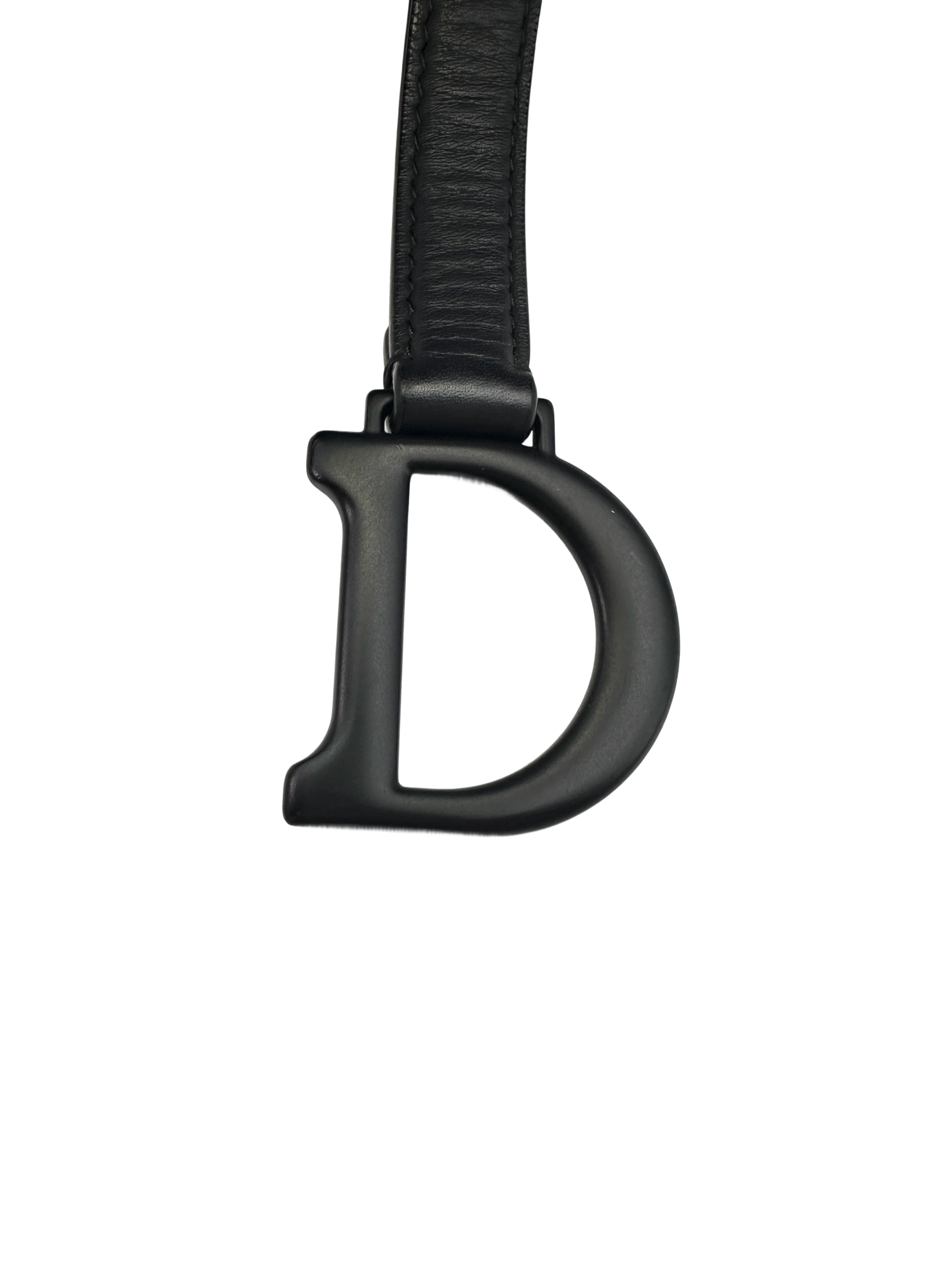 Christian Dior Ultra Matte Black Leather Small Size Saddle Bag DR606
