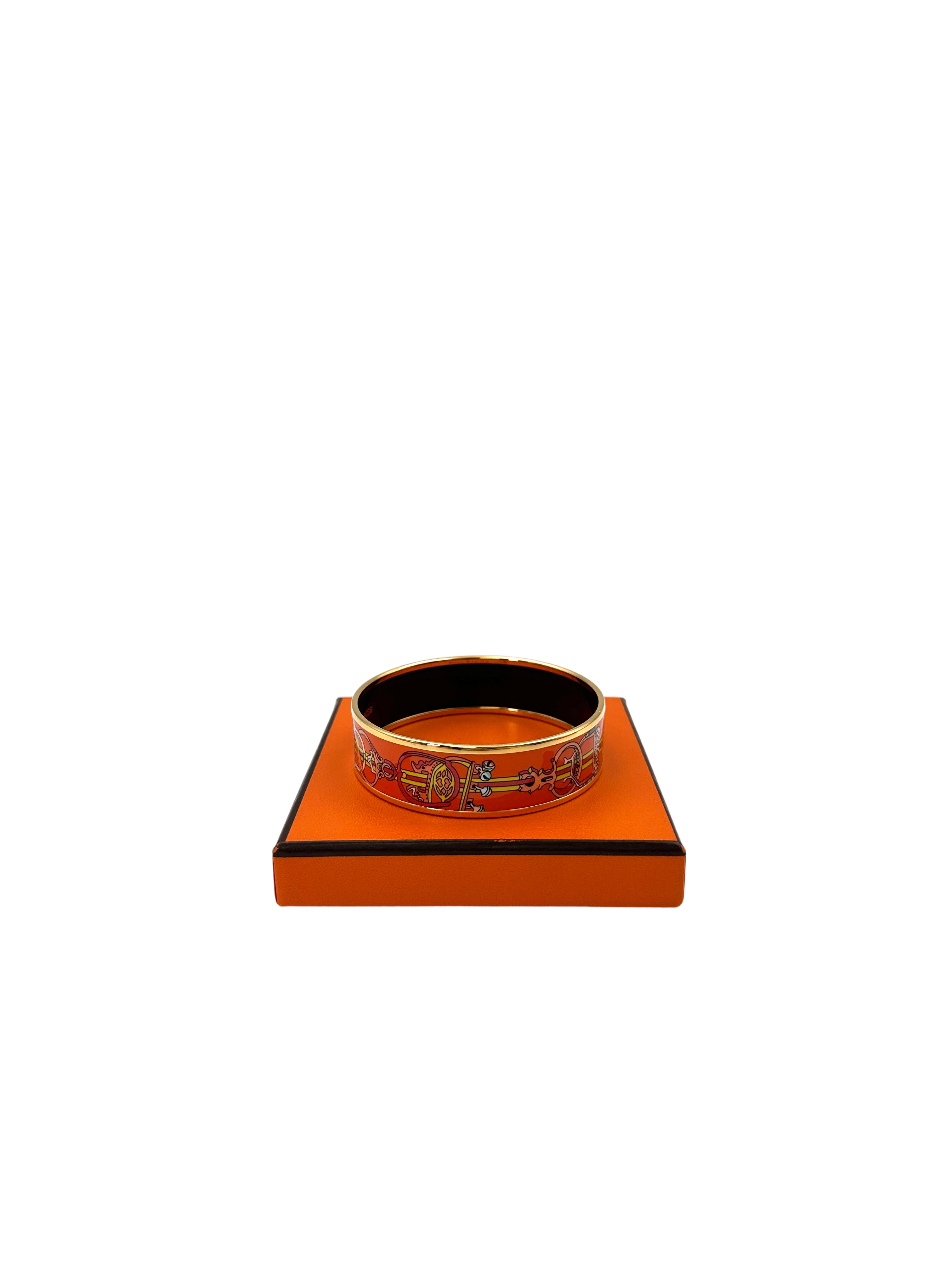 Hermes Orange Wide Enamel Bangle IRIS108