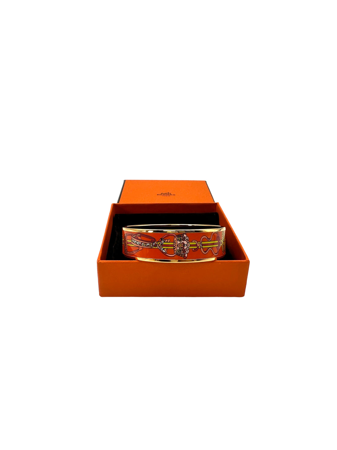Hermes Orange Wide Enamel Bangle IRIS108