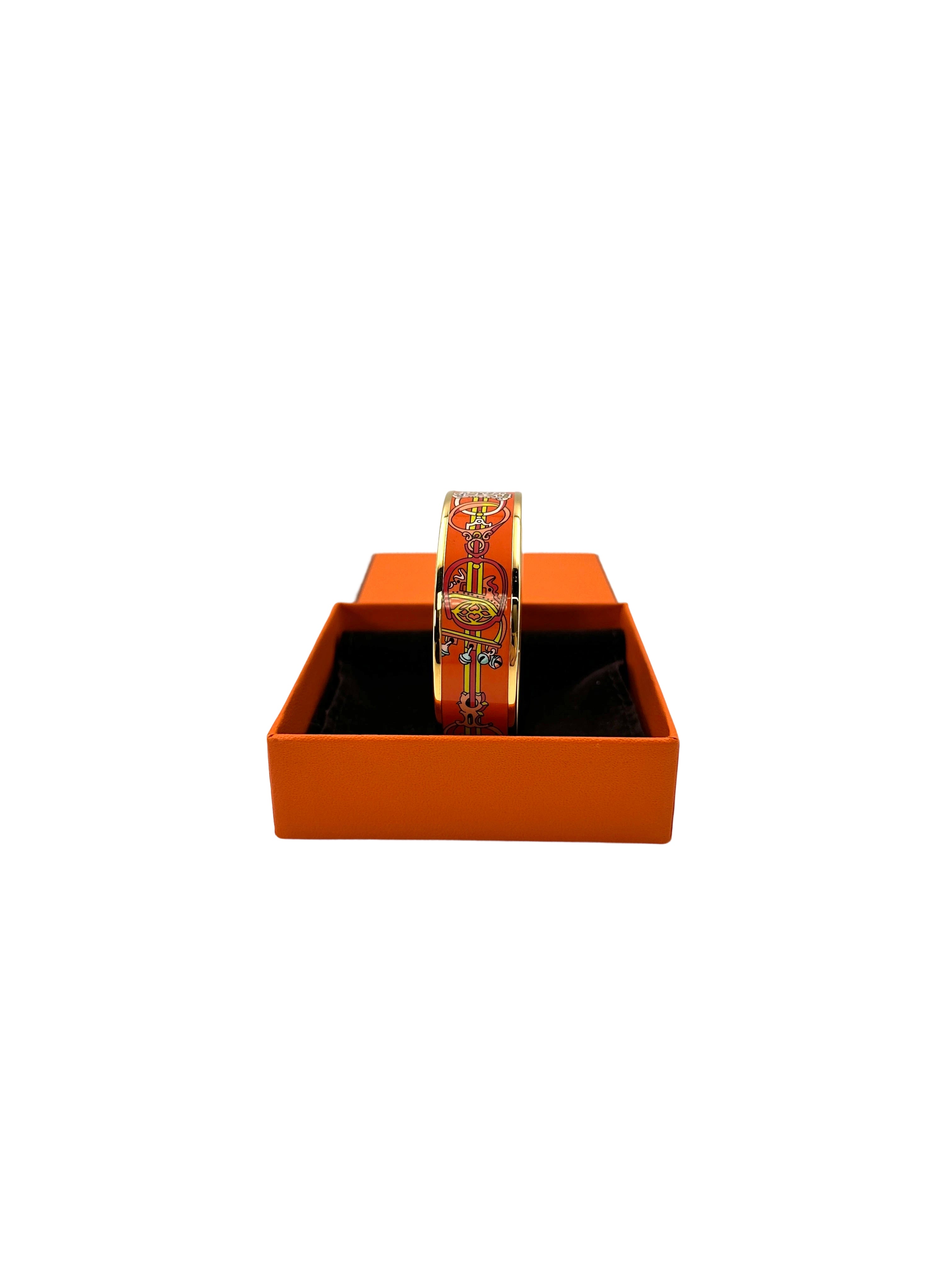 Hermes Orange Wide Enamel Bangle IRIS108