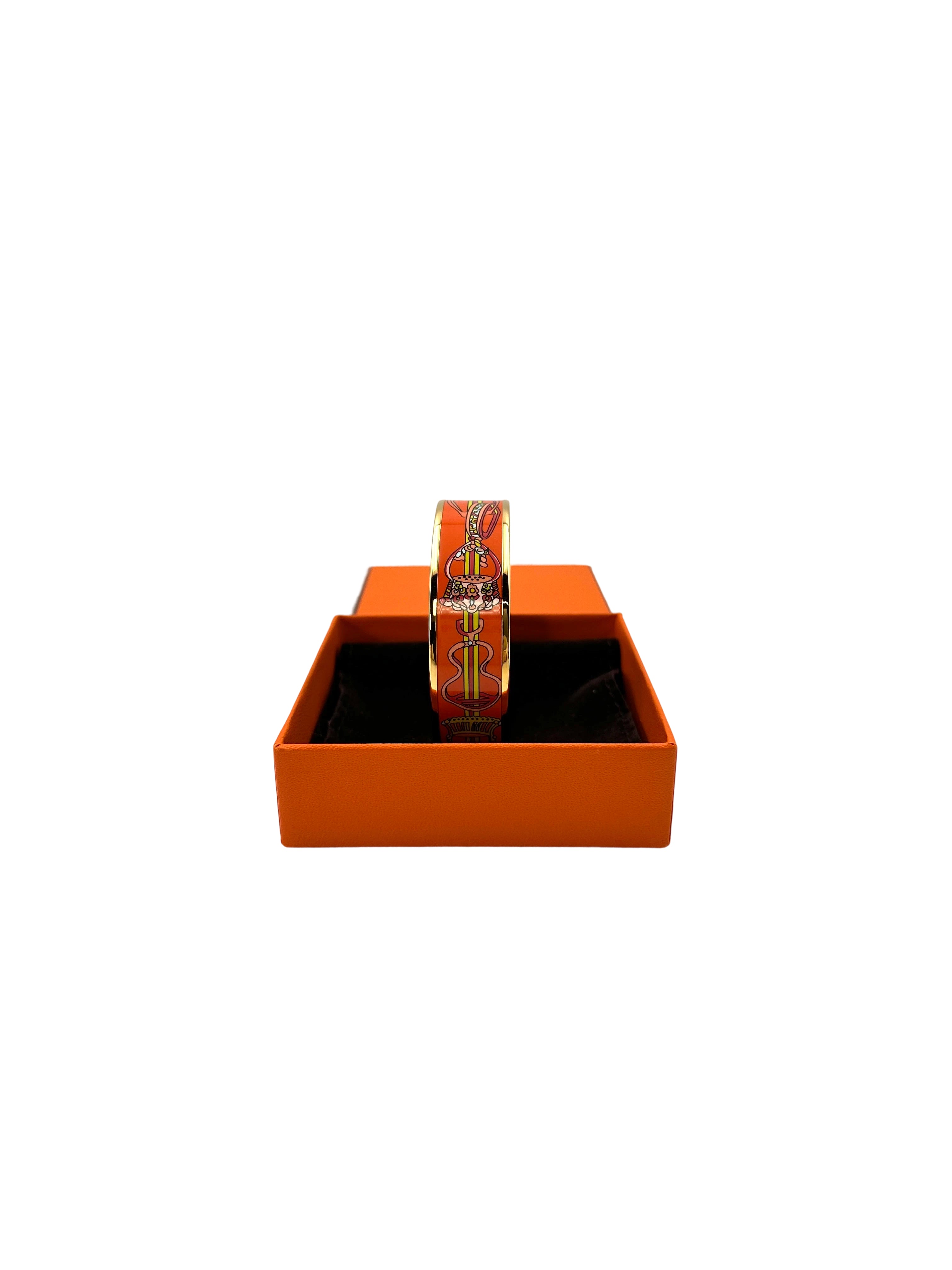 Hermes Orange Wide Enamel Bangle IRIS108