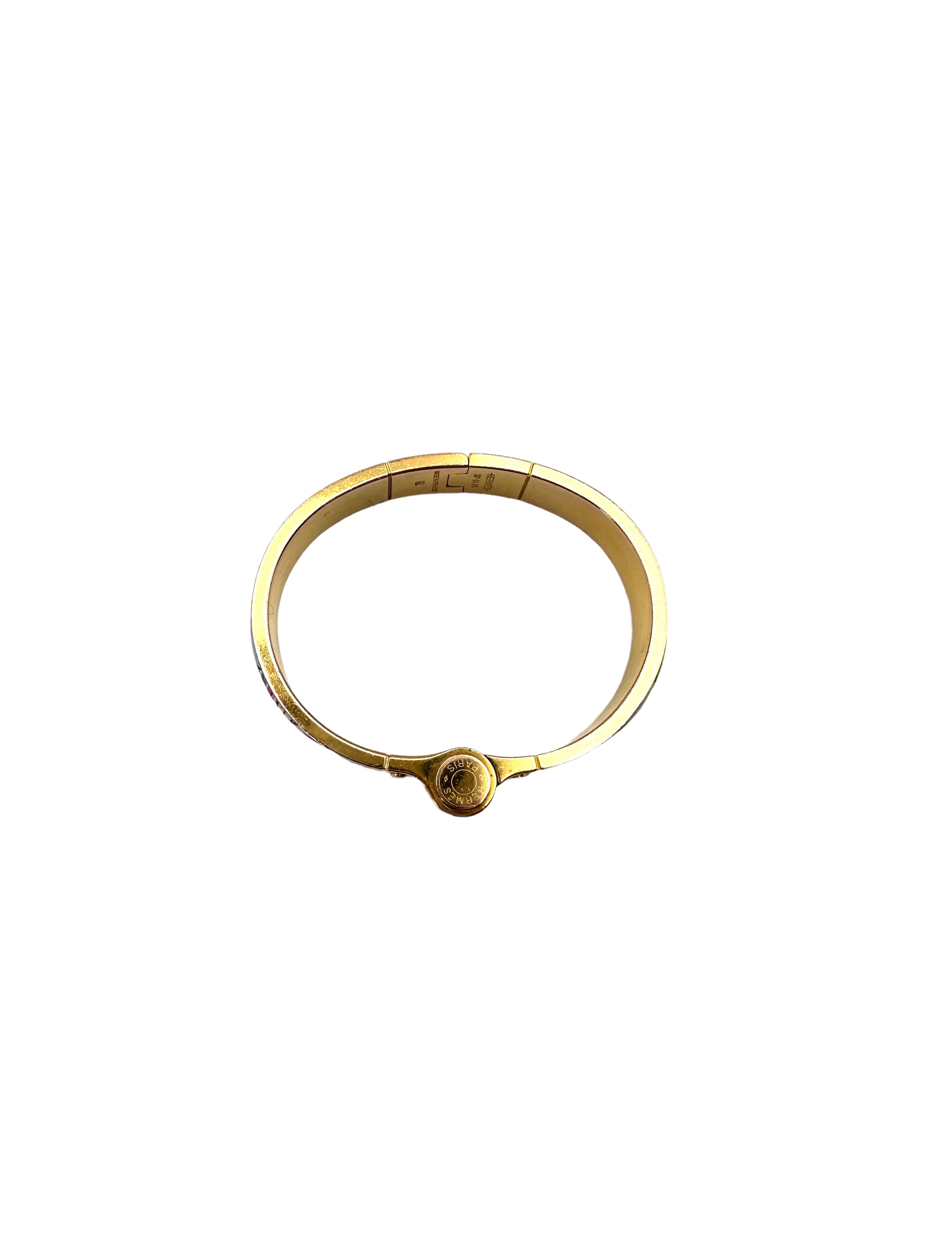 Hermes Savana Dance Charniere Hinged Enamel Bracelet IRIS103