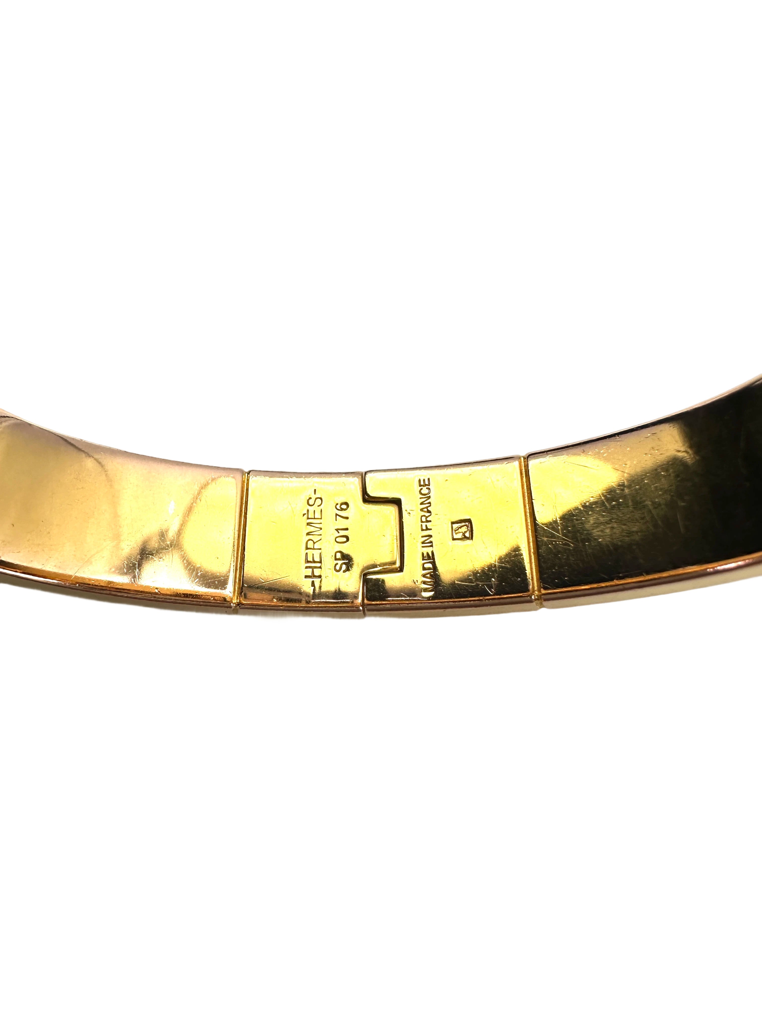 Hermes Savana Dance Charniere Hinged Enamel Bracelet IRIS103