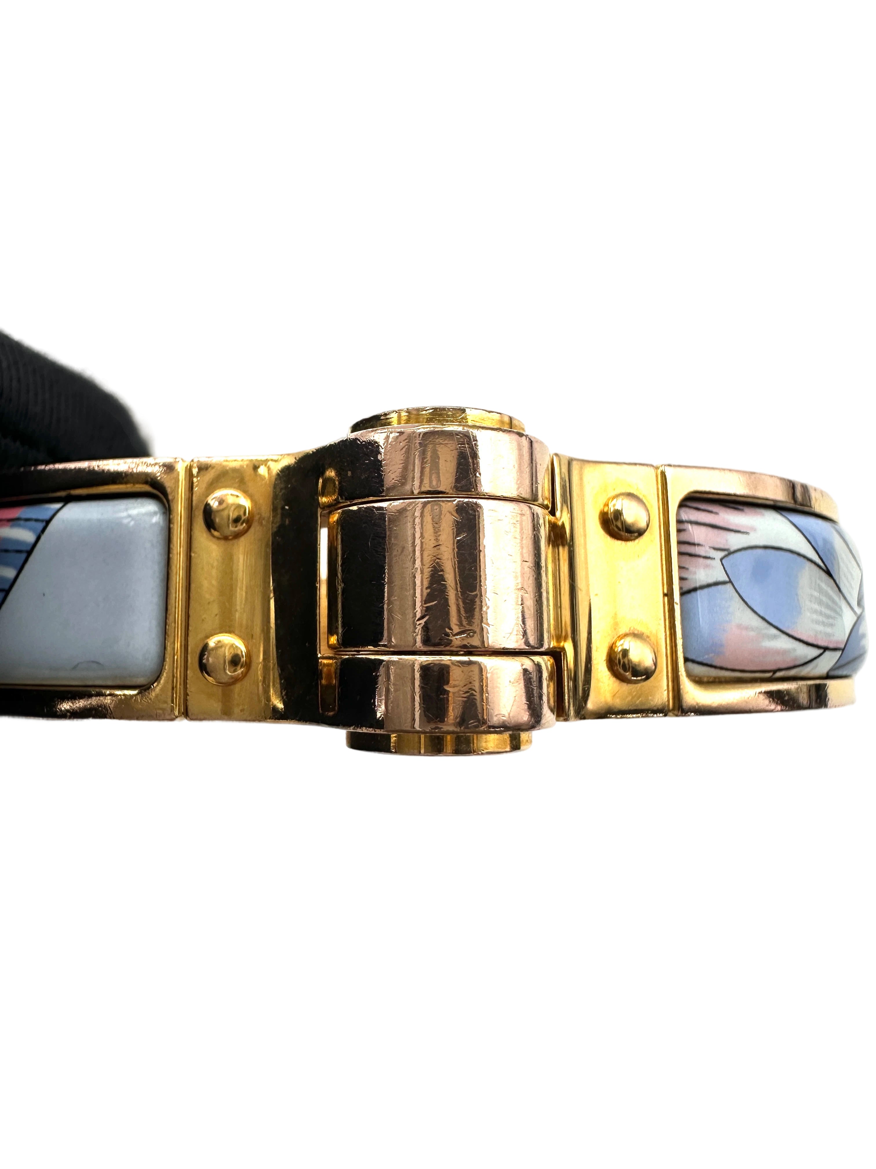 Hermes Savana Dance Charniere Hinged Enamel Bracelet IRIS103
