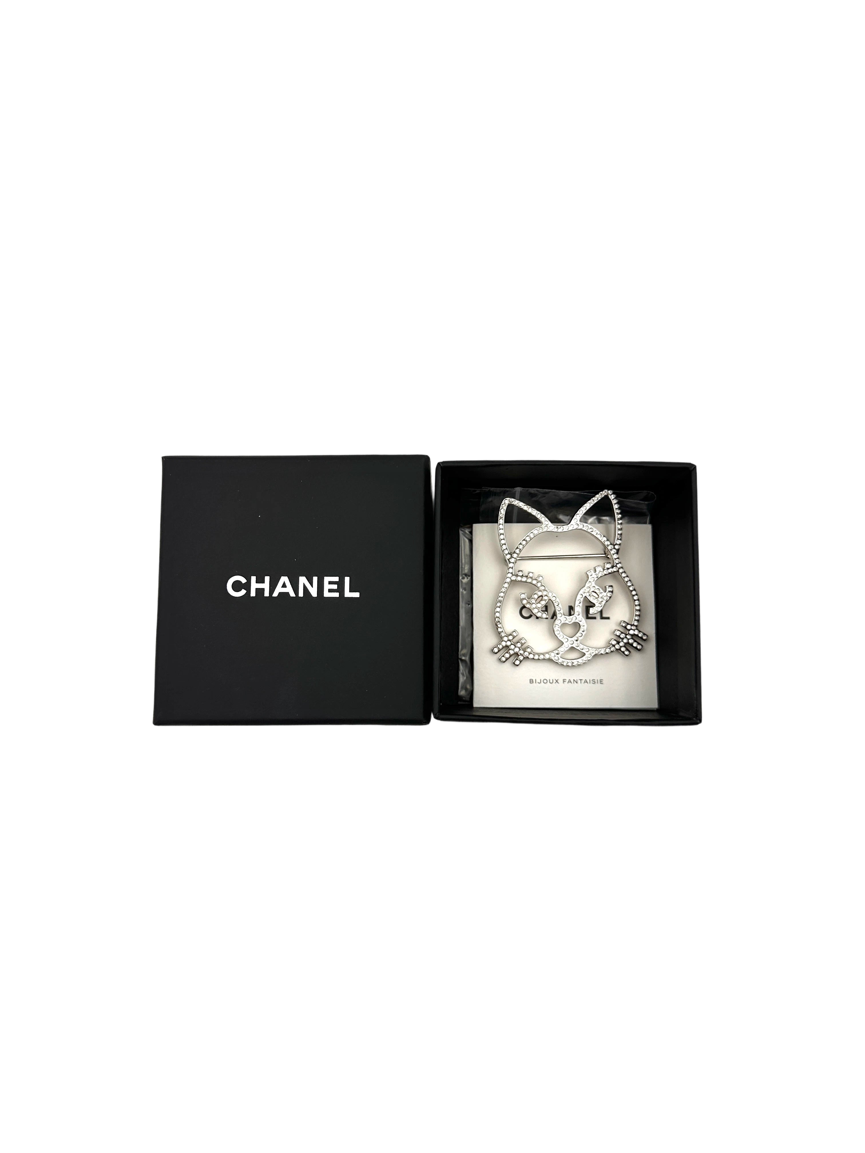 Chanel Crystal Choupette Cat Emoji Brooch IRIS105