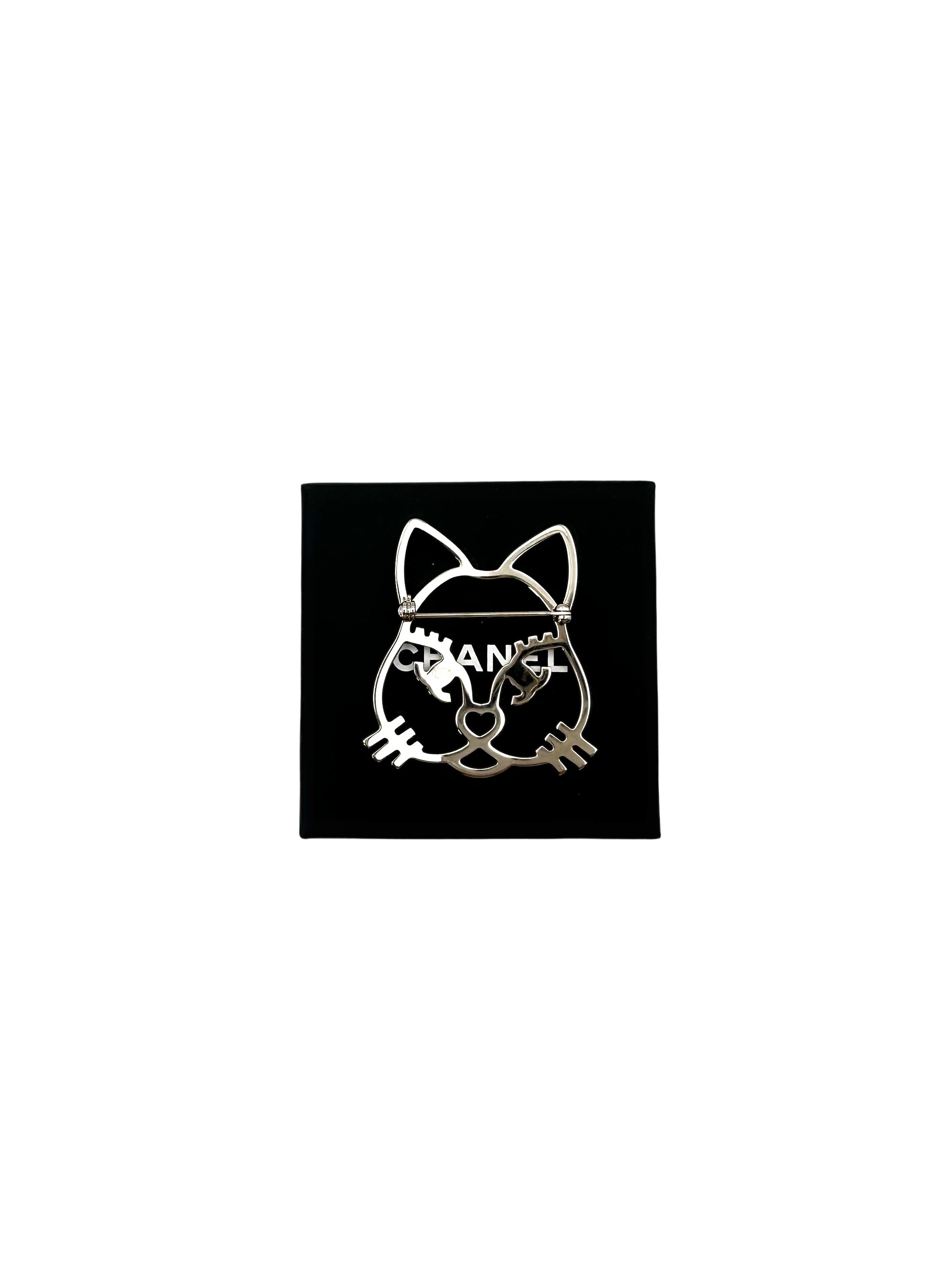 Chanel Crystal Choupette Cat Emoji Brooch IRIS105