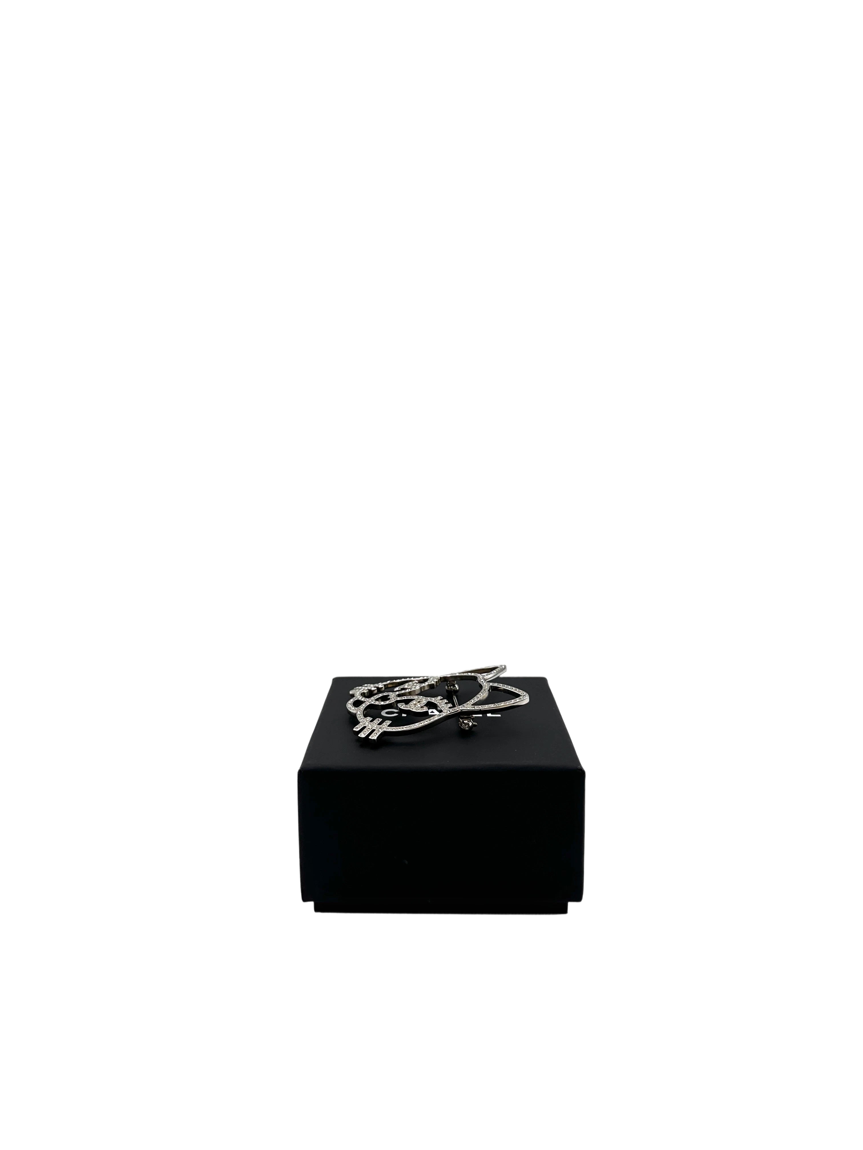 Chanel Crystal Choupette Cat Emoji Brooch IRIS105