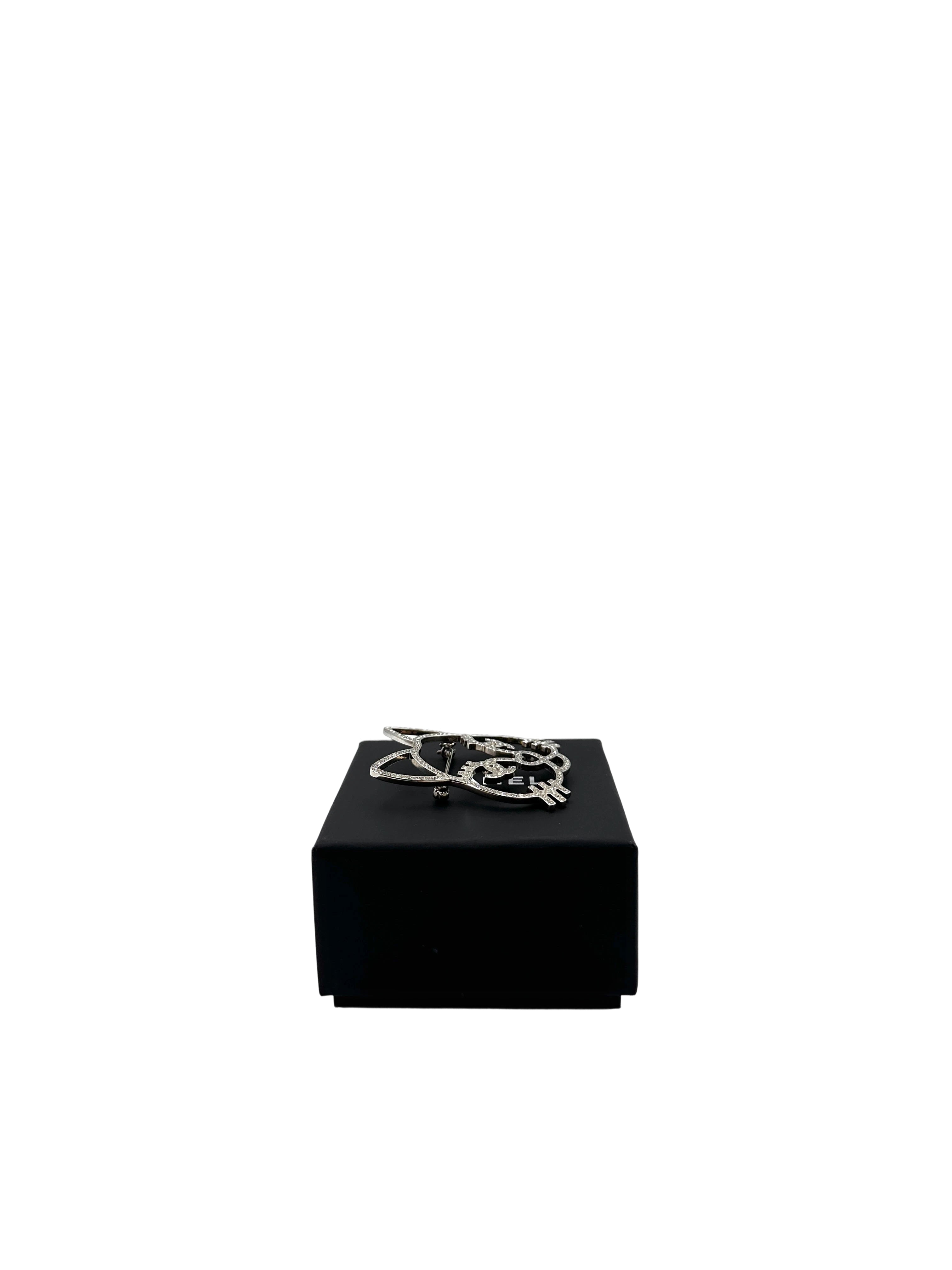 Chanel Crystal Choupette Cat Emoji Brooch IRIS105