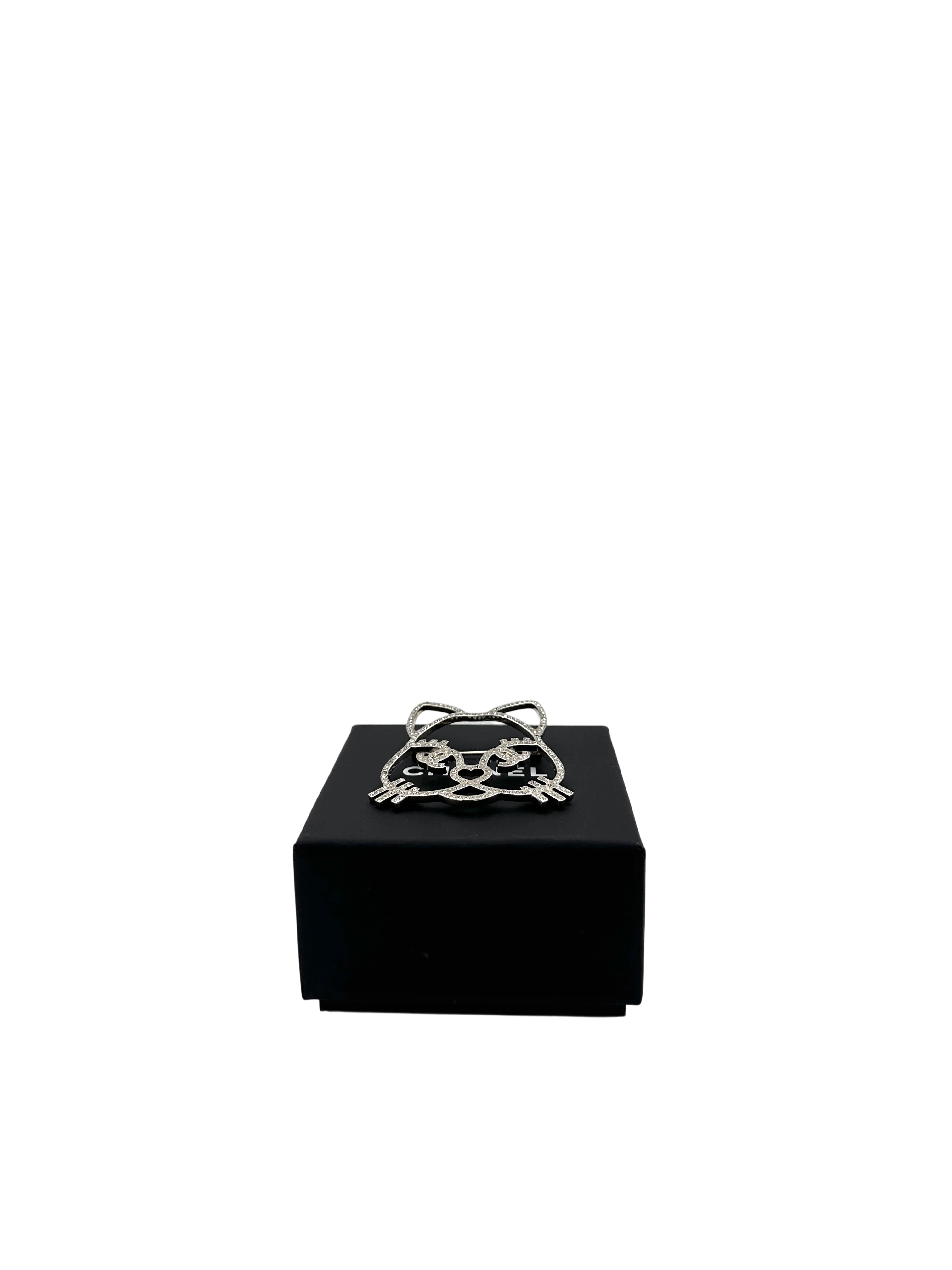 Chanel Crystal Choupette Cat Emoji Brooch IRIS105