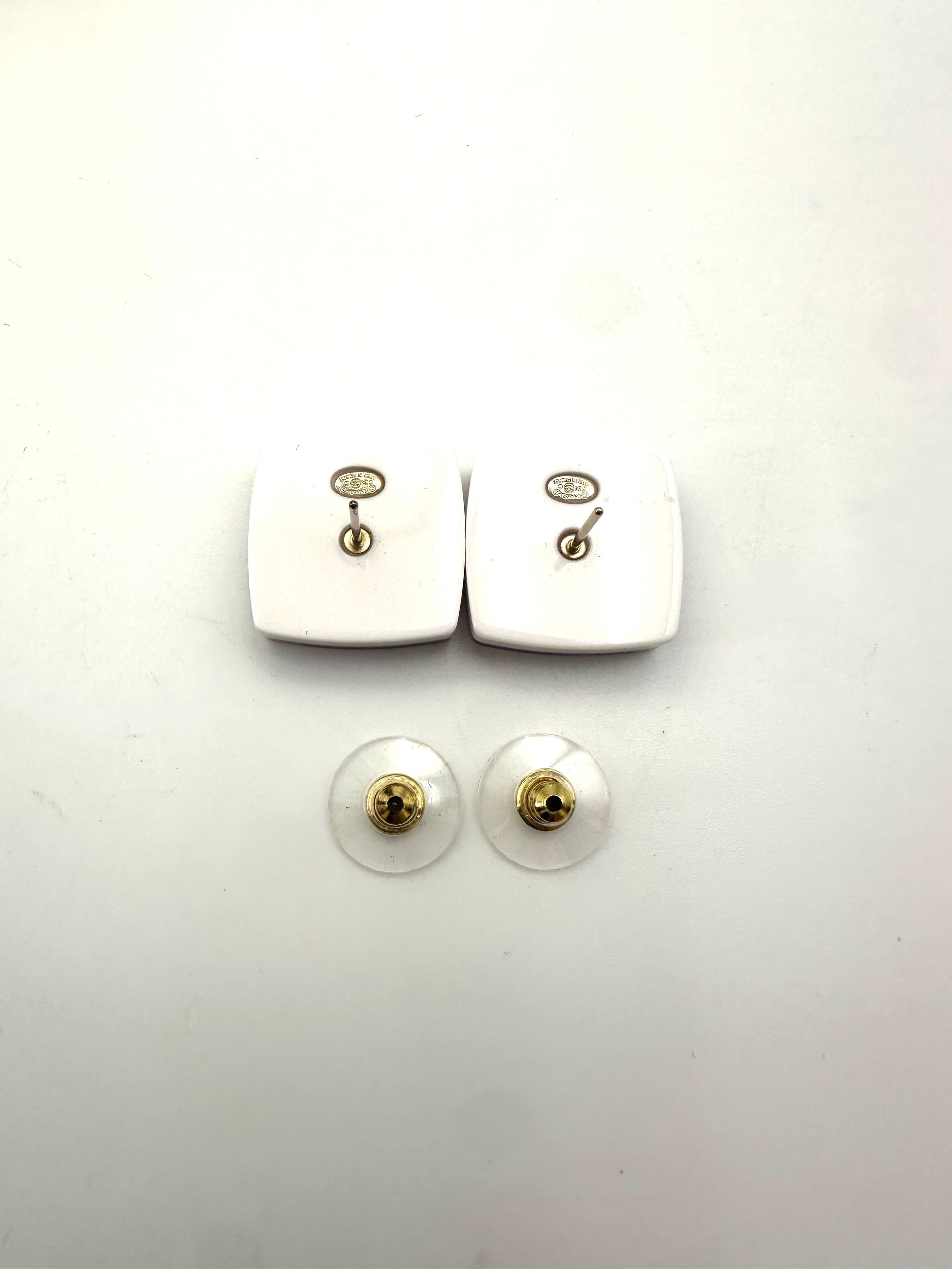 Chanel 24C Resin Crystal CC Logo & Flap Bag Asymmetrical Stud Earrings IRIS104