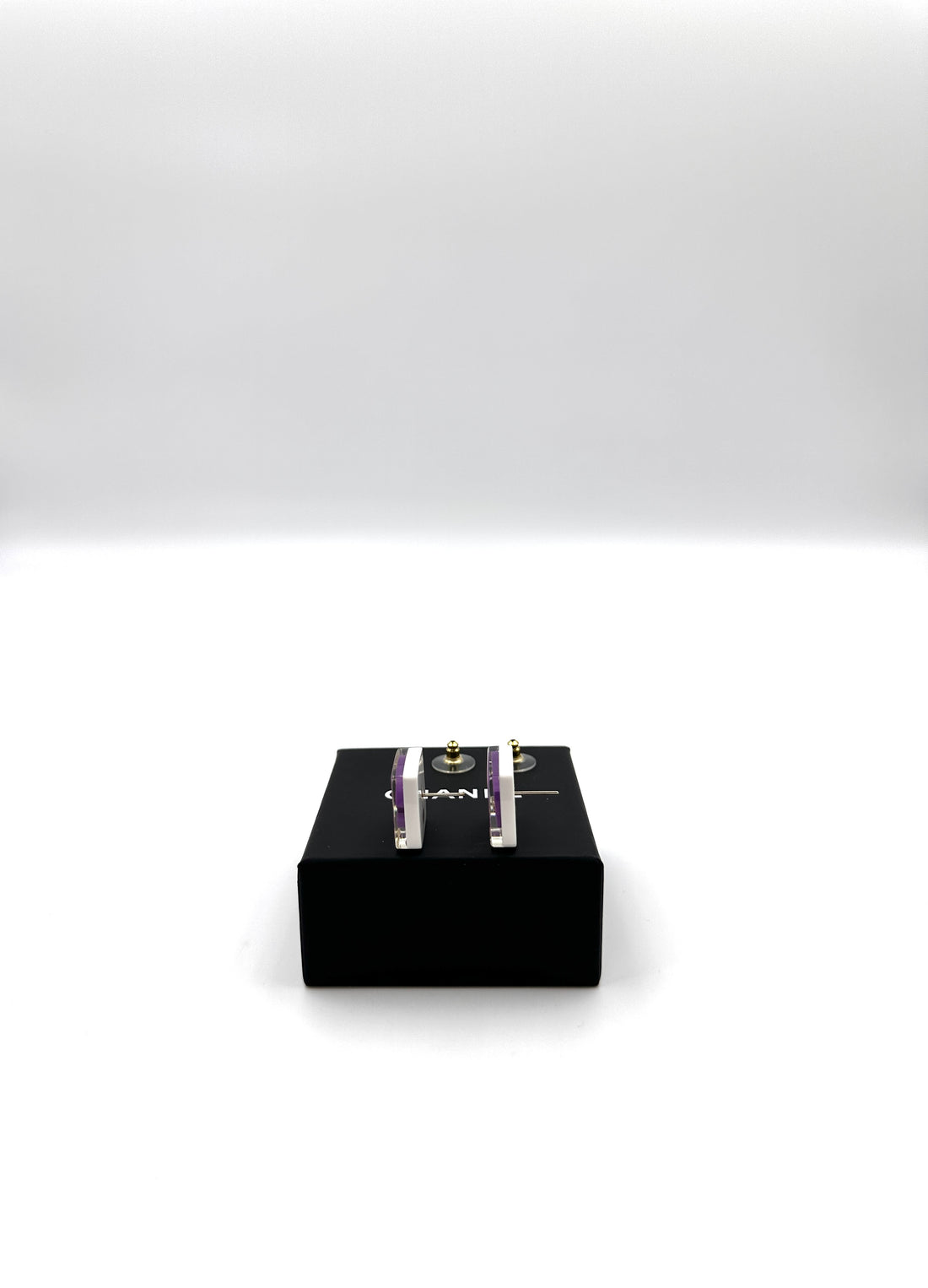 Chanel 24C Resin Crystal CC Logo & Flap Bag Asymmetrical Stud Earrings IRIS104