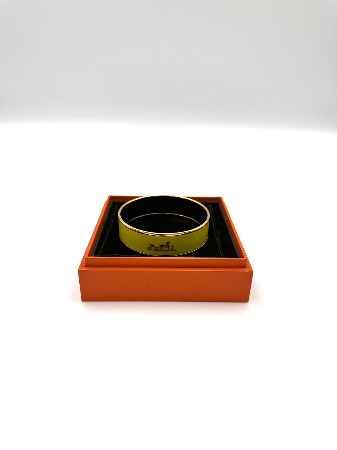 Hermes Yellow Enamel Caleche Bangle IRIS109