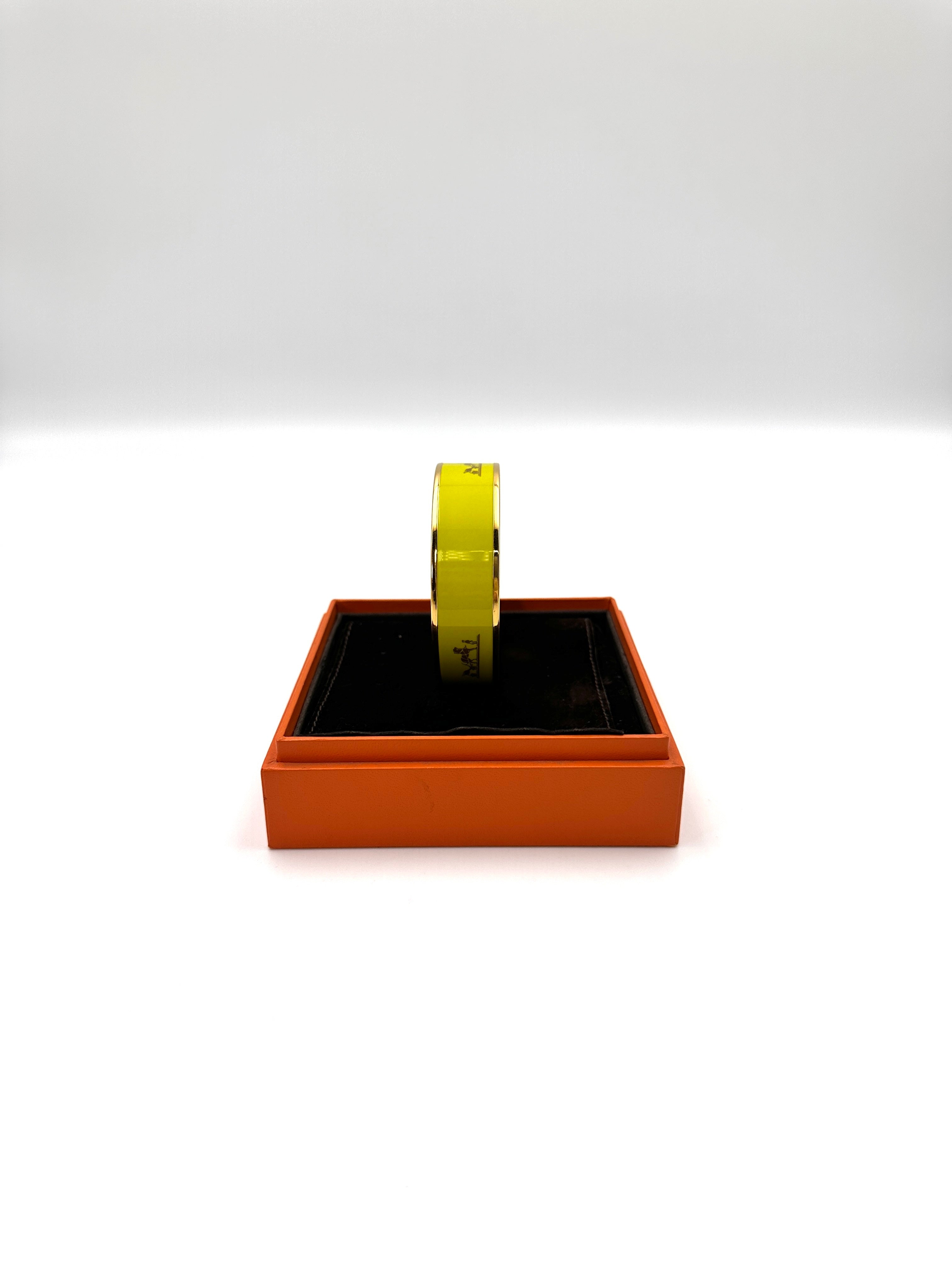 Hermes Yellow Enamel Caleche Bangle IRIS109