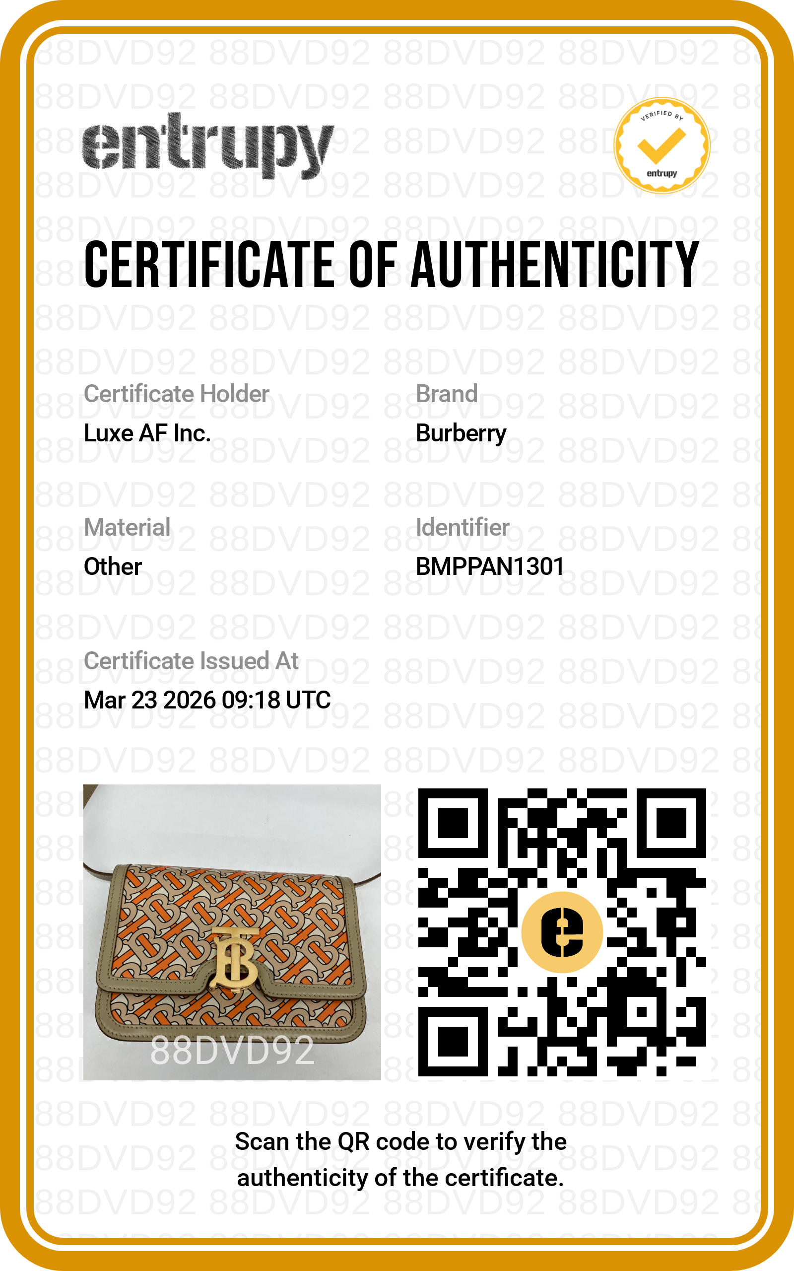 Burberry TB Monogram Print Leather Shoulder Bag BR44