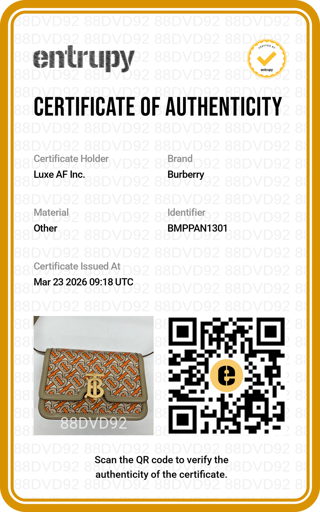 Burberry TB Monogram Print Leather Shoulder Bag BR44