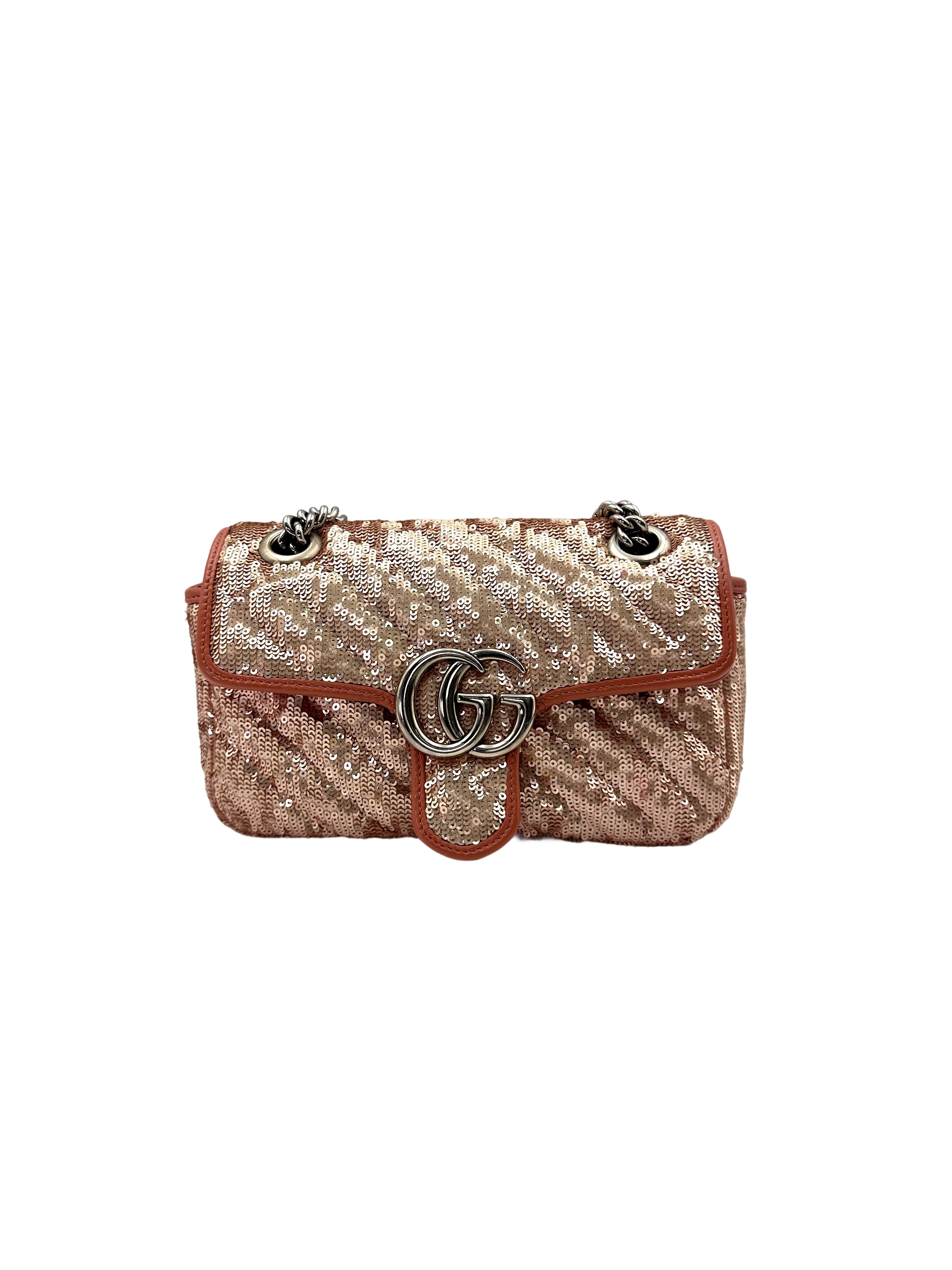 Gucci GG Marmont Pink/Silver Sequin Flap Bag GG800