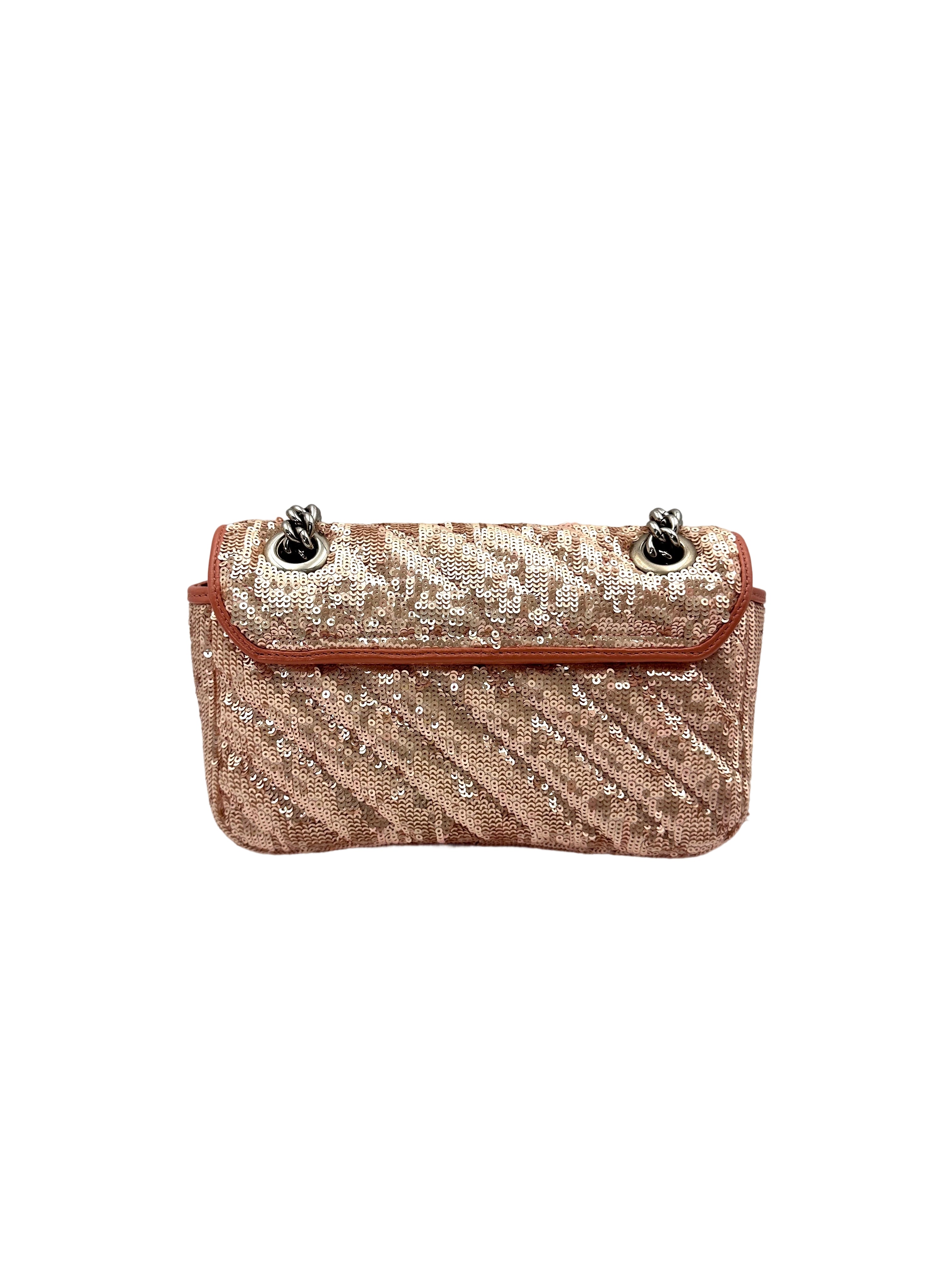 Gucci GG Marmont Pink/Silver Sequin Flap Bag GG800