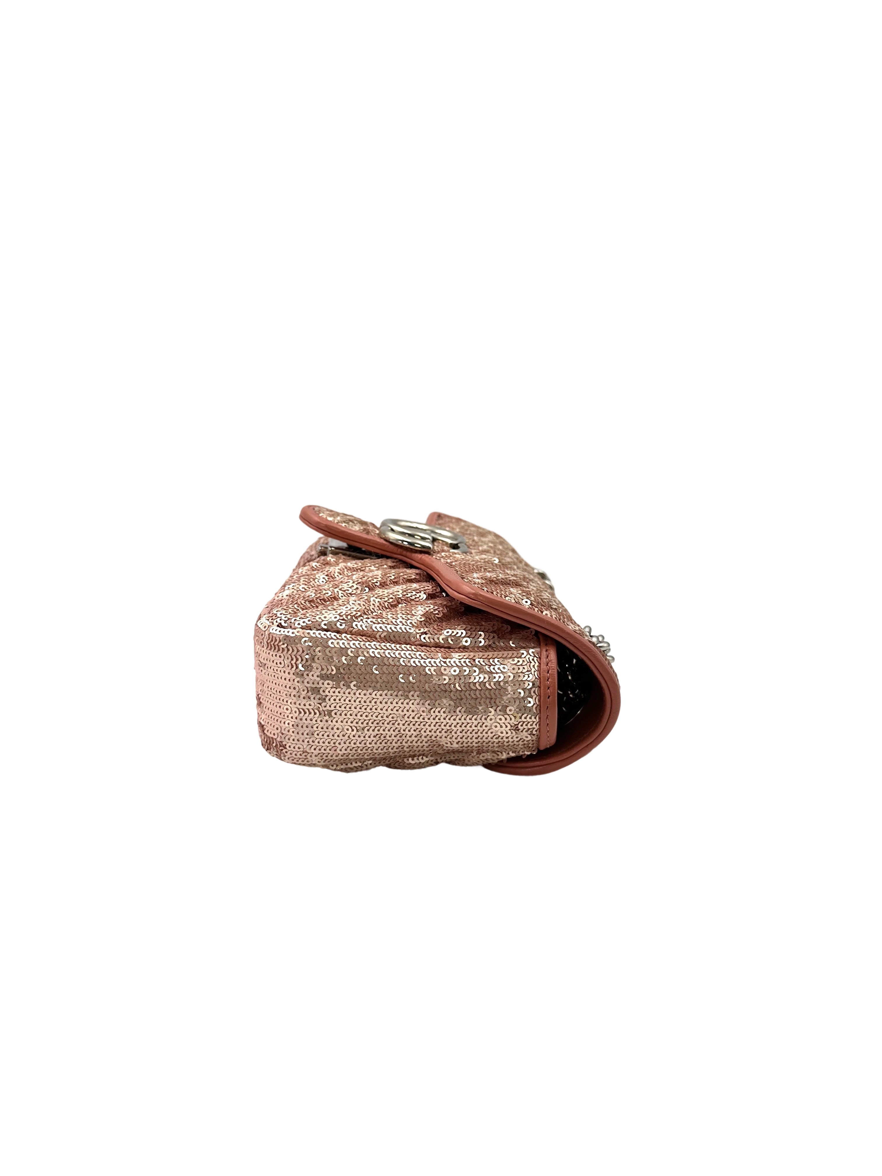 Gucci GG Marmont Pink/Silver Sequin Flap Bag GG800