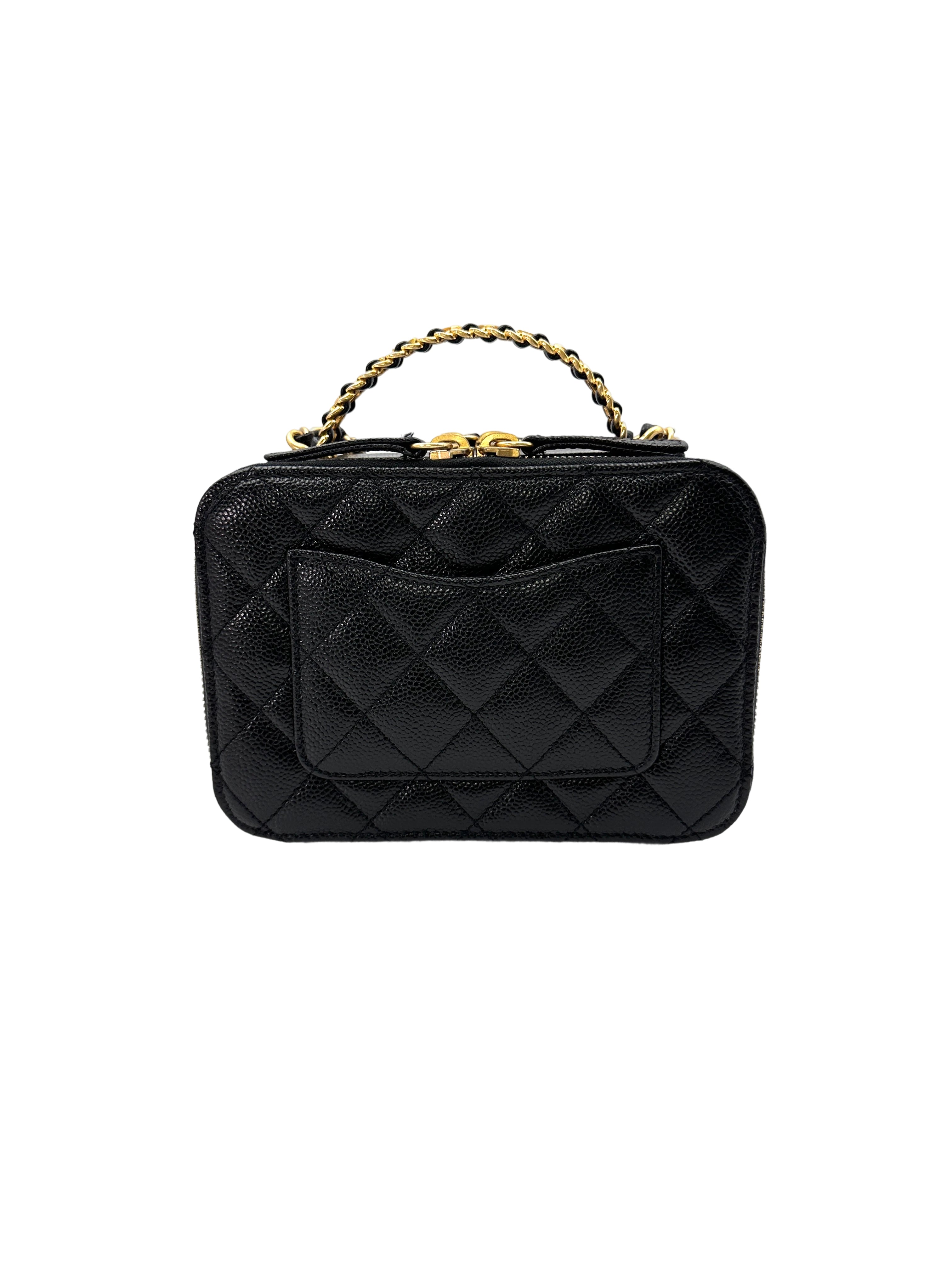 Chanel 22S Black Quilted Leather Top Handle Vanity Case(XE***LH) CC1629
