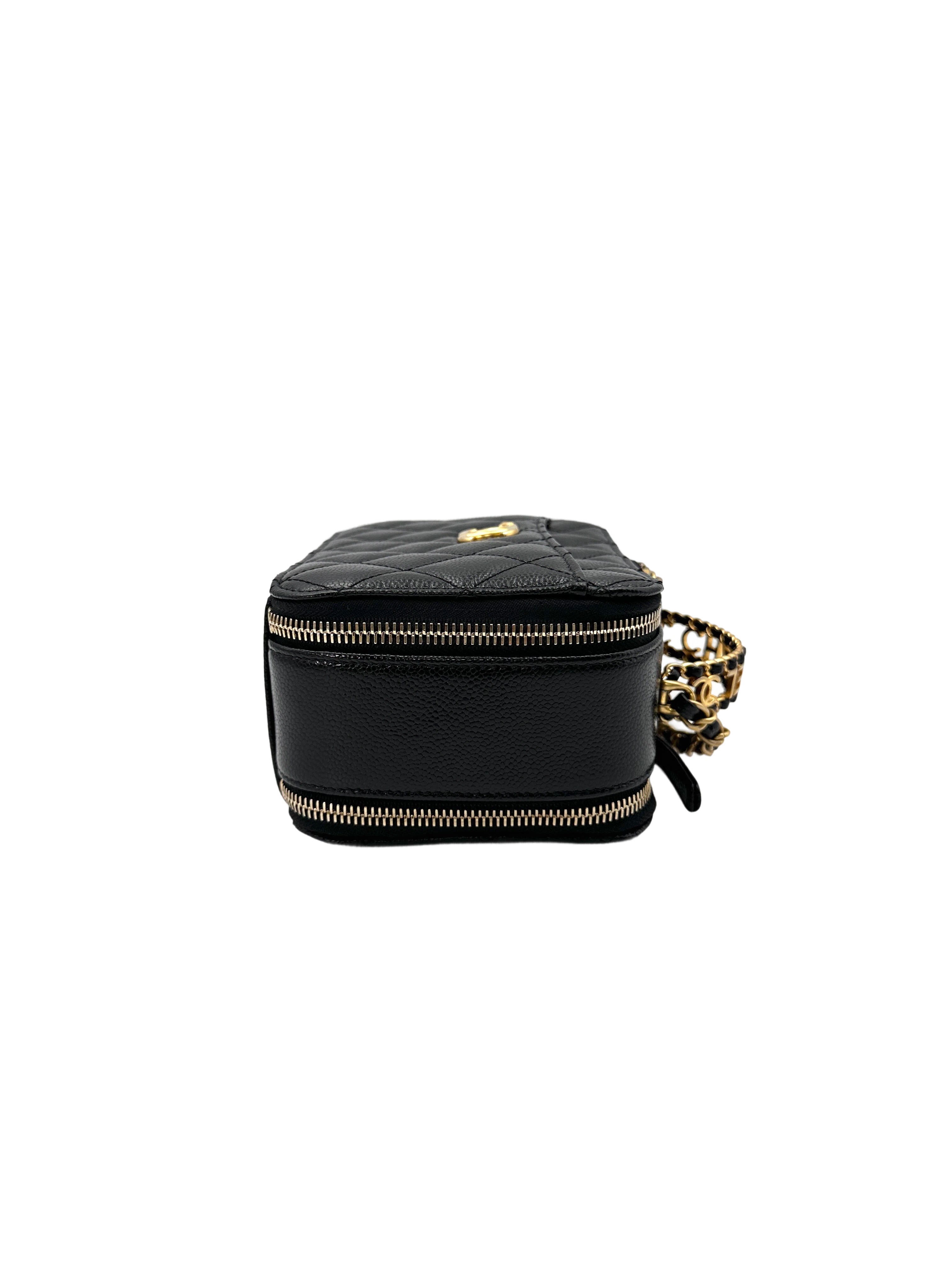 Chanel 22S Black Quilted Leather Top Handle Vanity Case(XE***LH) CC1629