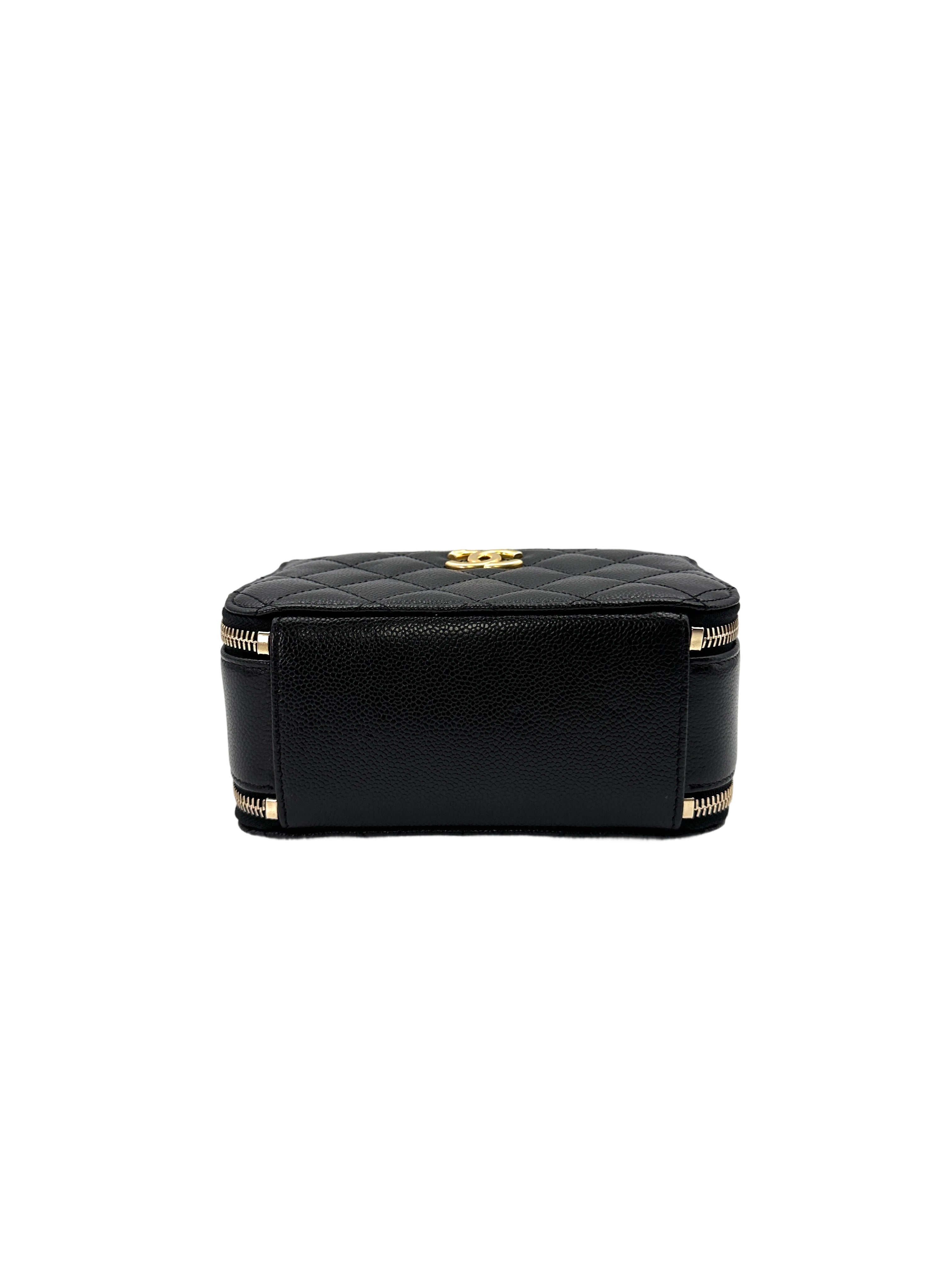 Chanel 22S Black Quilted Leather Top Handle Vanity Case(XE***LH) CC1629