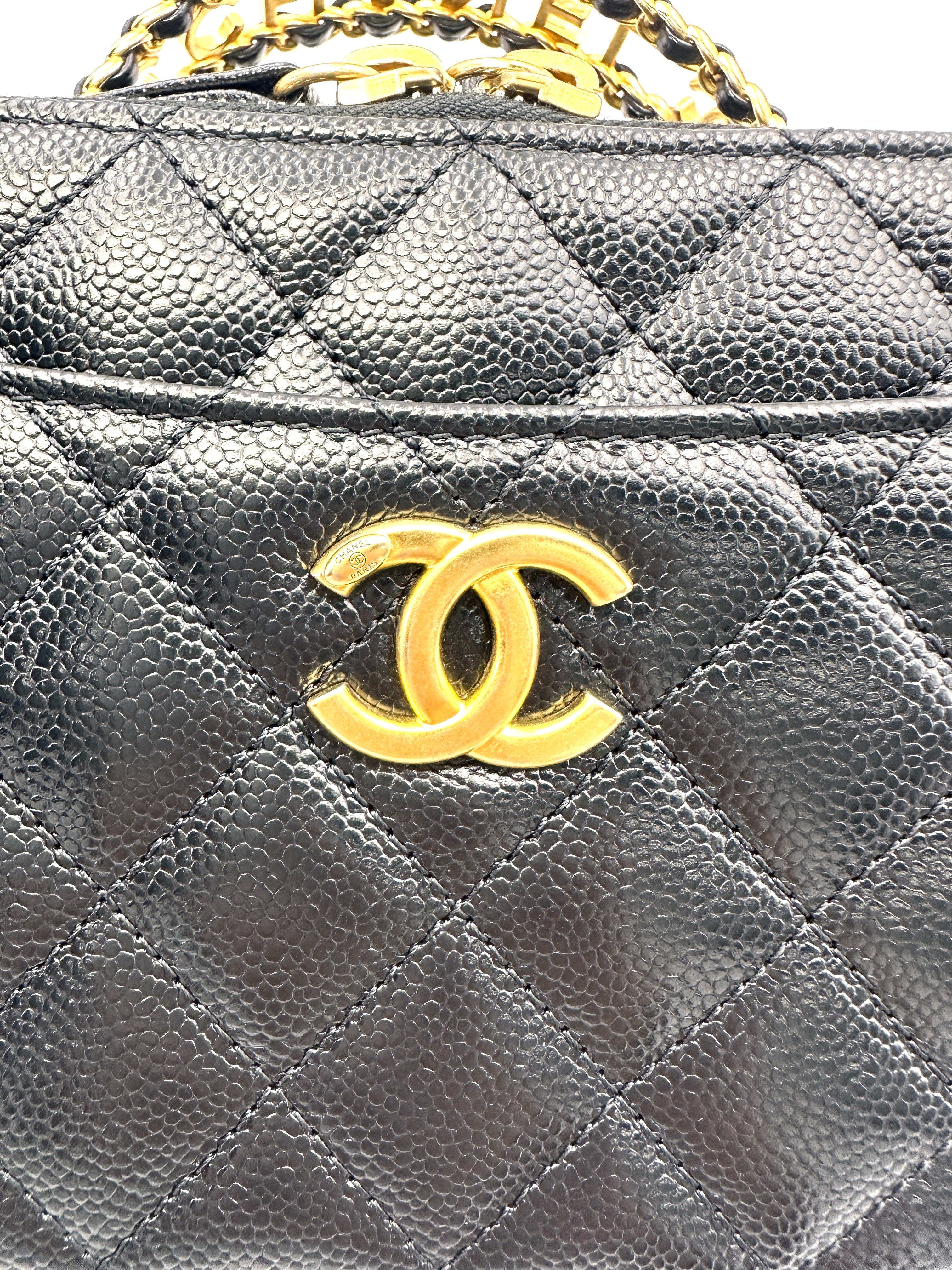 Chanel 22S Black Quilted Leather Top Handle Vanity Case(XE***LH) CC1629