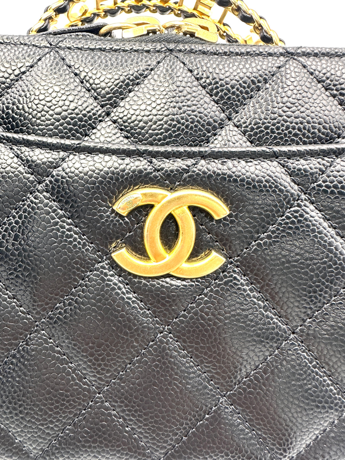 Chanel 22S Black Quilted Leather Top Handle Vanity Case(XE***LH) CC1629