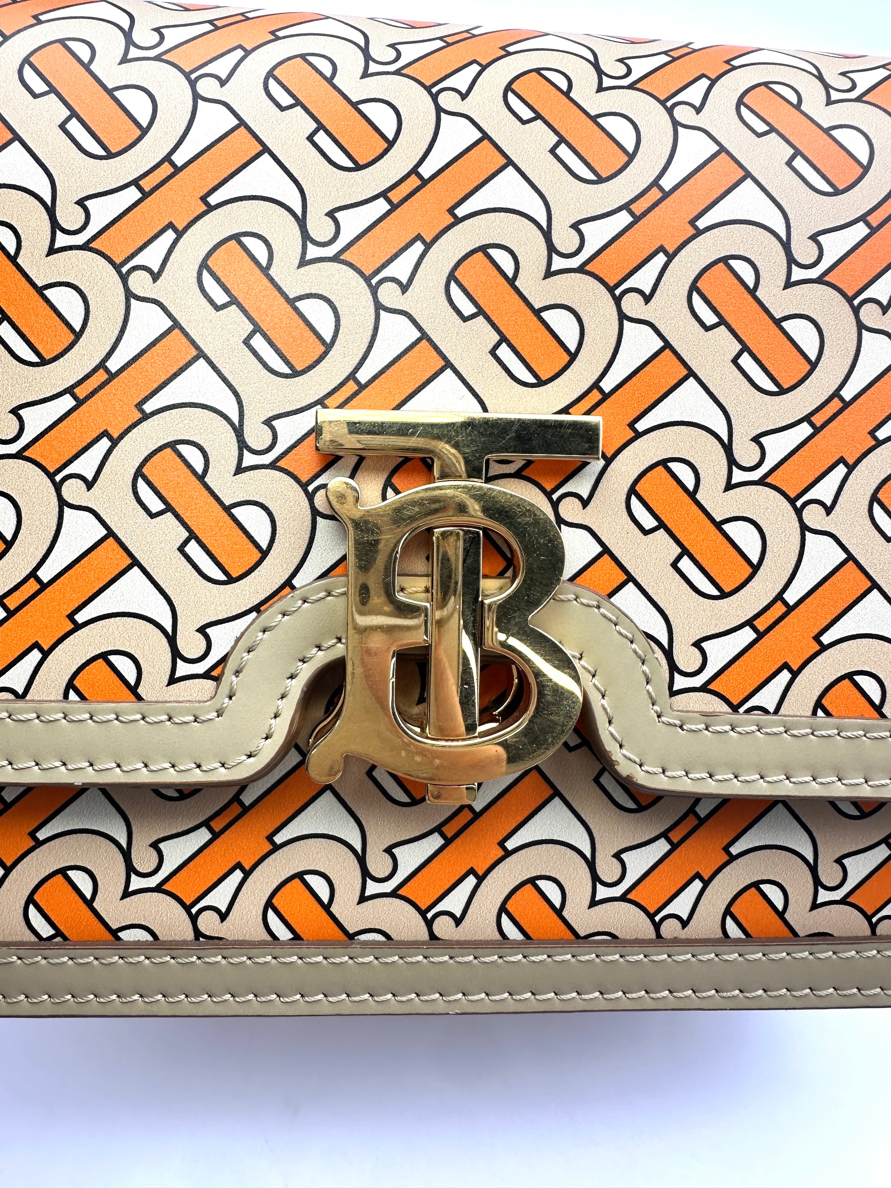 Burberry TB Monogram Print Leather Shoulder Bag BR44